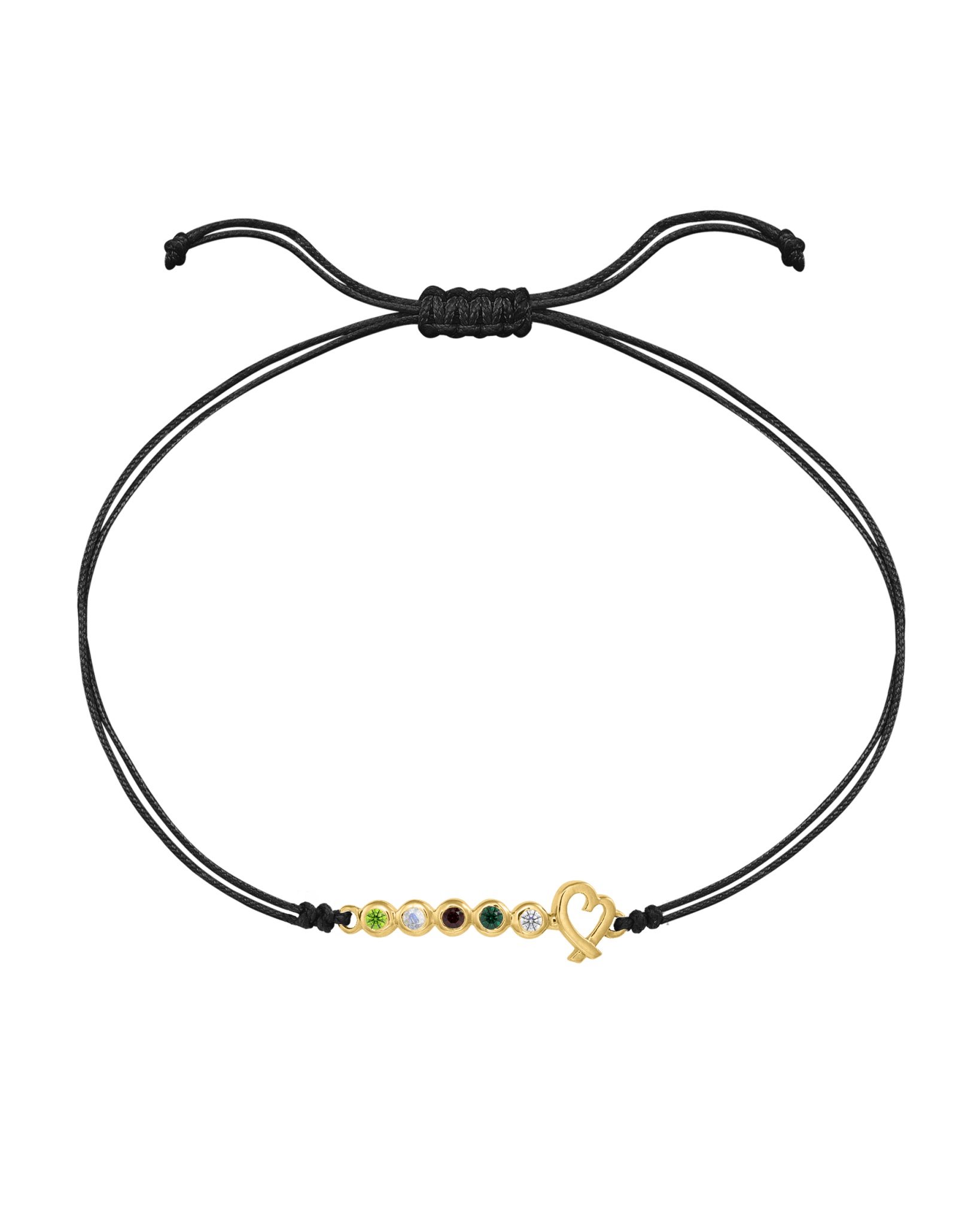 Birthstone Bar Heart Bracelet - 14K Yellow Gold Bracelets 14K Solid Gold Black 2