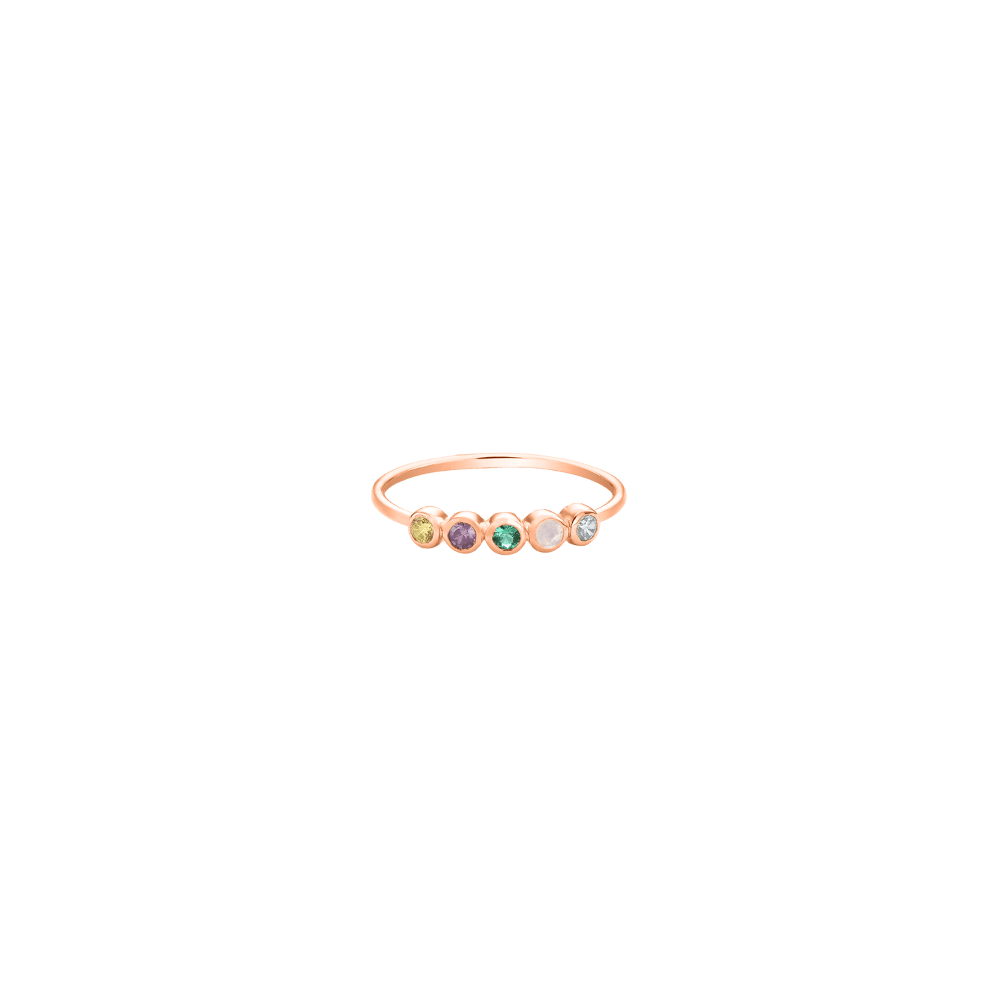 Birthstone Bar Ring - 14K Rose Gold Rings magal-dev 2 Birthstones US 4