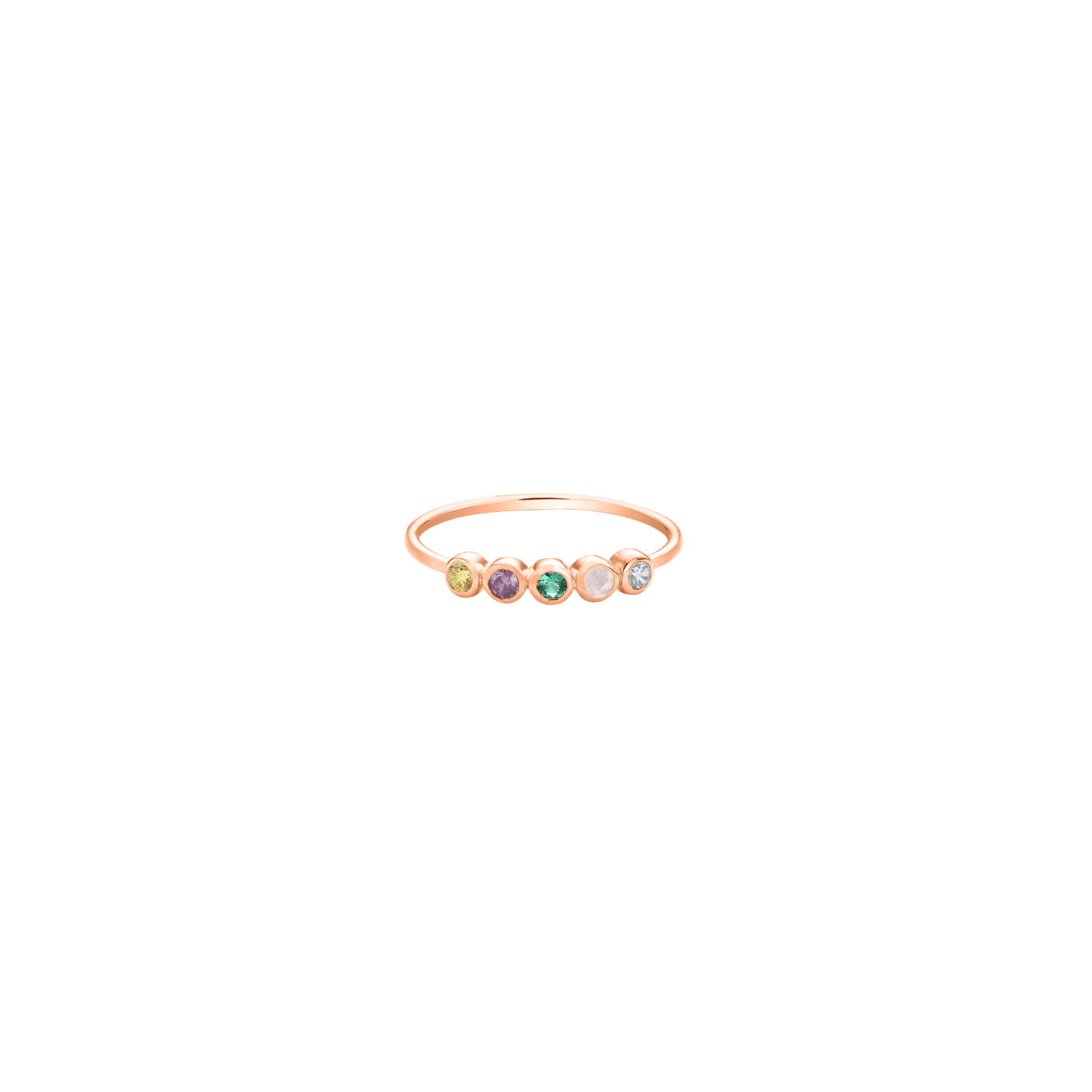 Birthstone Bar Ring - 14K Rose Gold Rings magal-dev 2 Birthstones US 4