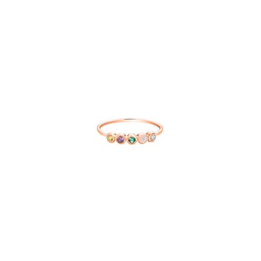 Birthstone Bar Ring - 14K Rose Gold Rings magal-dev 2 Birthstones US 4
