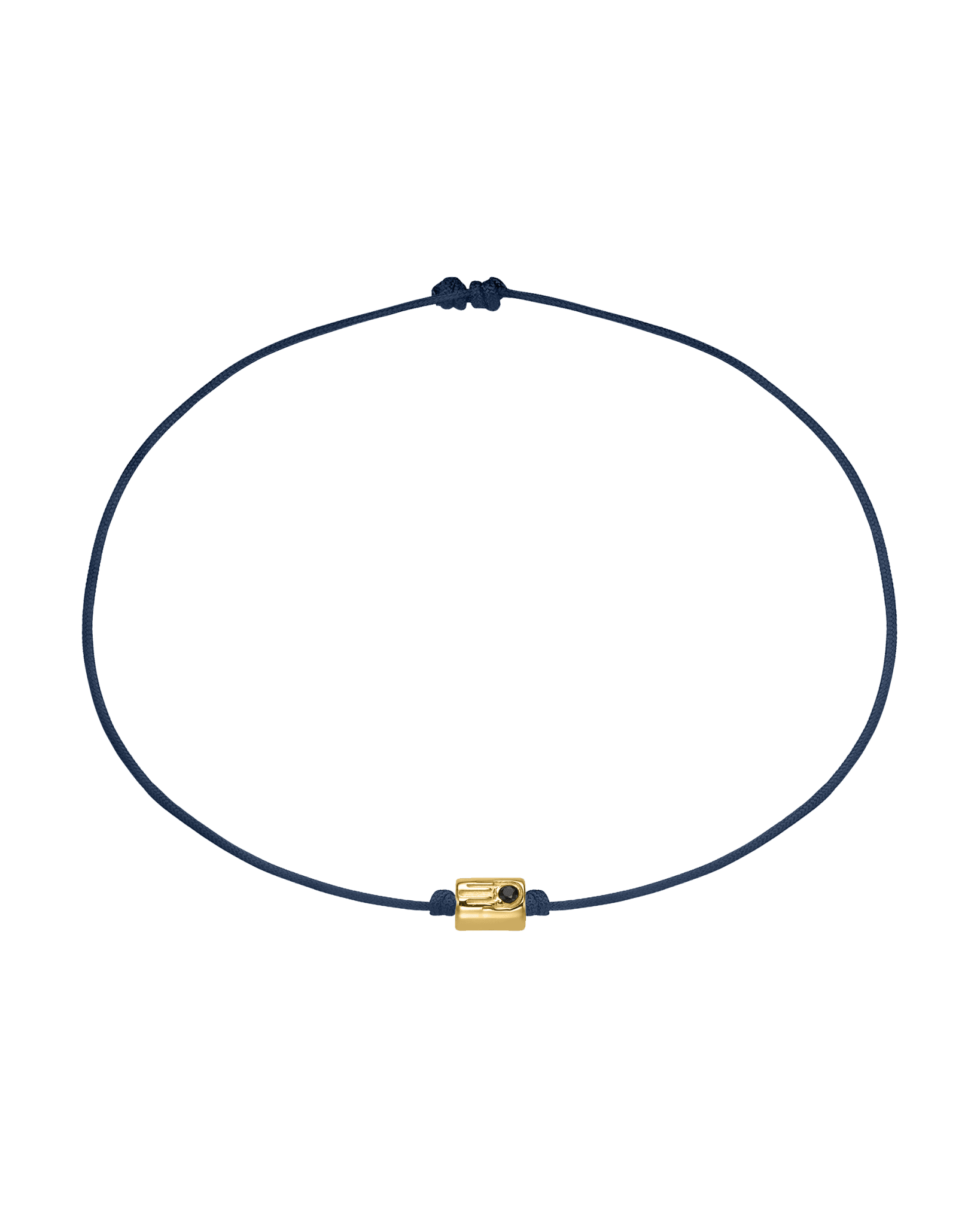 Black Diamond Hamsa Bracelet - 14K Yellow Gold Bracelets magal-dev Navy Blue