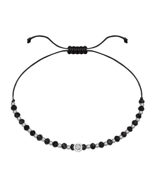 Black Onyx Gemstone String of Love Bracelet for Protection - 14K White Gold Bracelets 14K Solid Gold Black Medium: 0.04ct