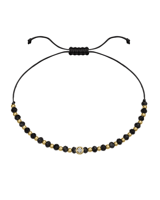 Black Onyx Gemstone String of Love Bracelet for Protection - 14K Yellow Gold Bracelets 14K Solid Gold Black Medium: 0.04ct