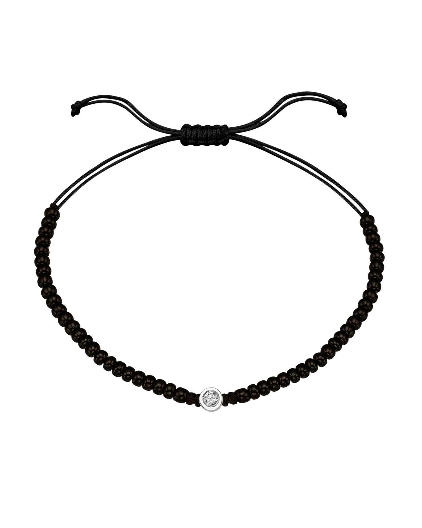 Black Onyx String Of Love - 14K White Gold Bracelets magal-dev Medium: 0.04ct