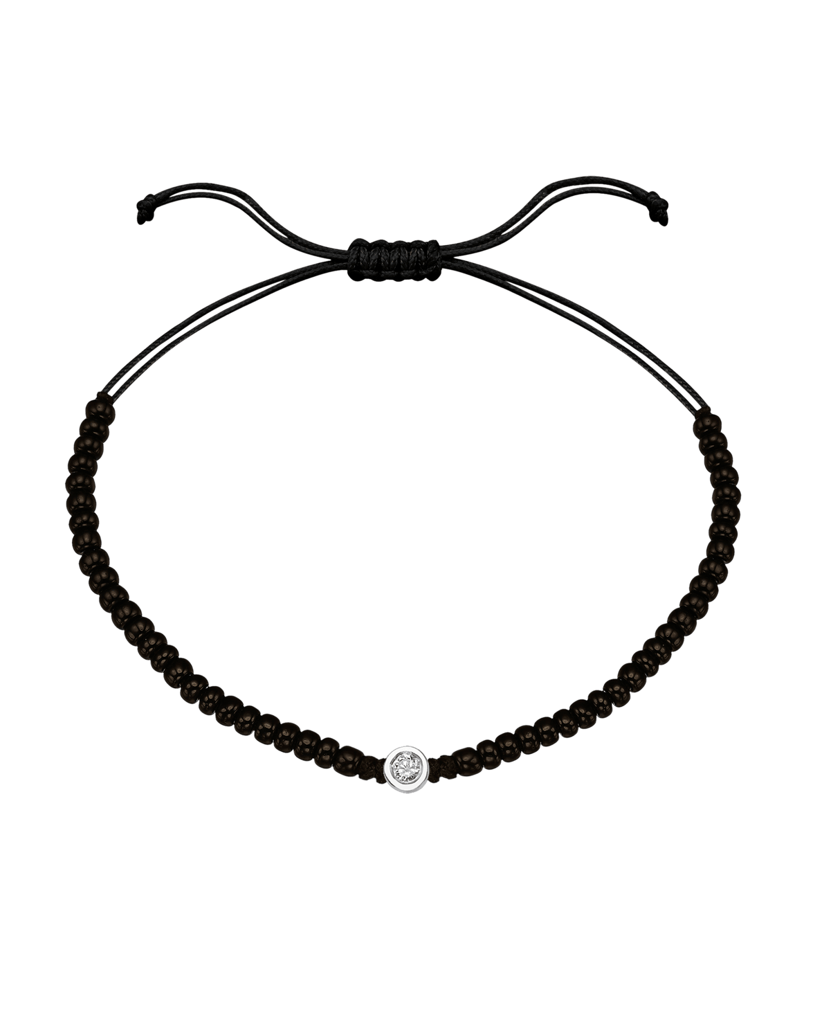 Black Onyx String Of Love - 14K White Gold Bracelets magal-dev Medium: 0.04ct