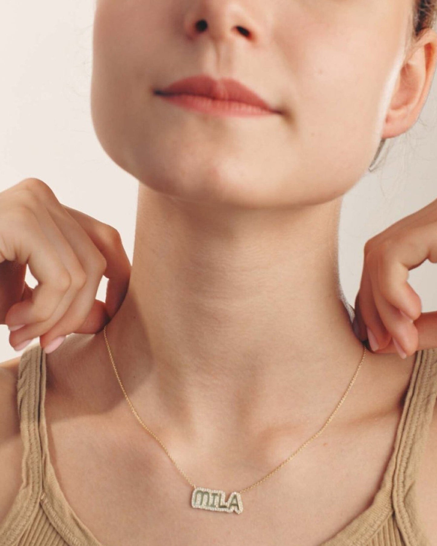 Bubble Nameplate - 18K Gold Vermeil Necklaces magal-dev