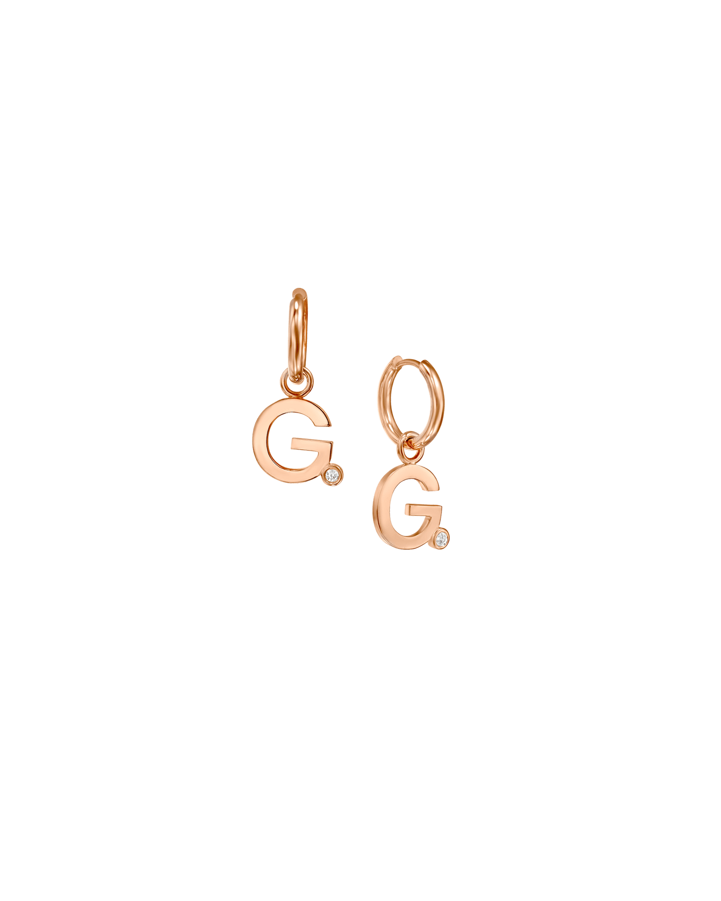 Charm Huggies in Print with Diamond - 18K Rose Vermeil Earrings magal-dev