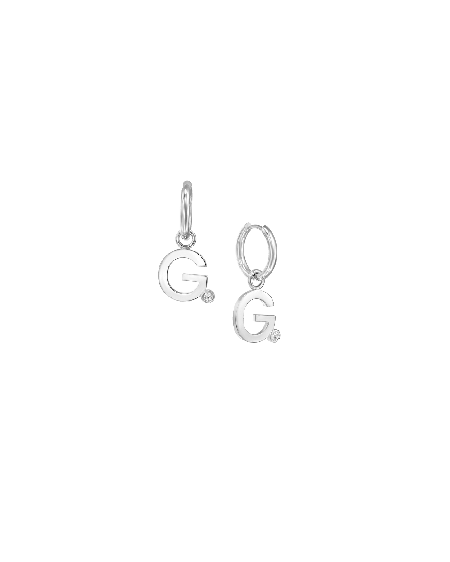 Charm Huggies in Print with Diamond - 925 Sterling Silver Earrings magal-dev