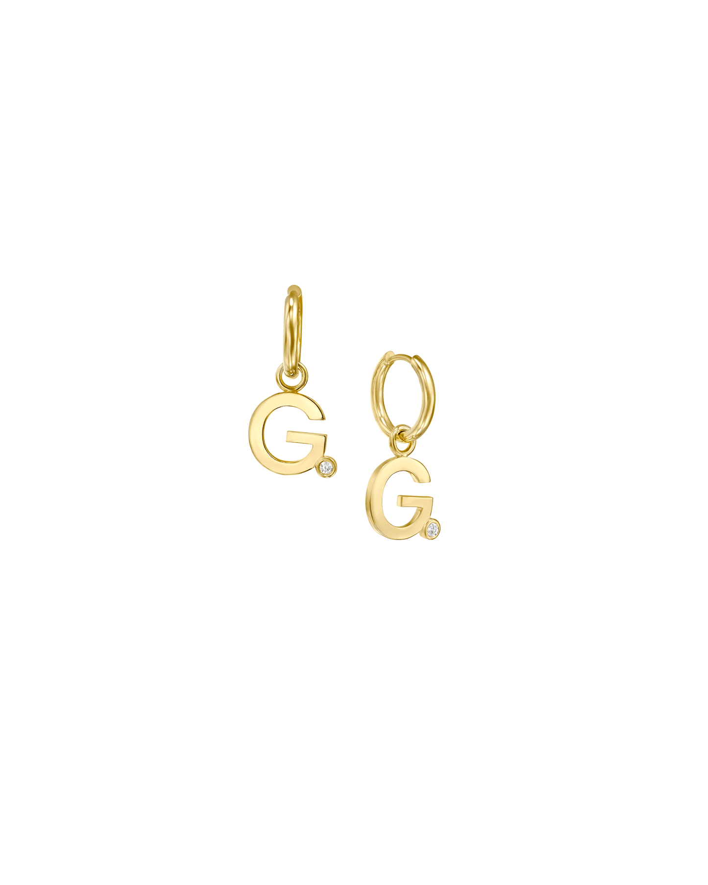 Charm Huggies in Print with Diamond - 18K Rose Vermeil Earrings magal-dev