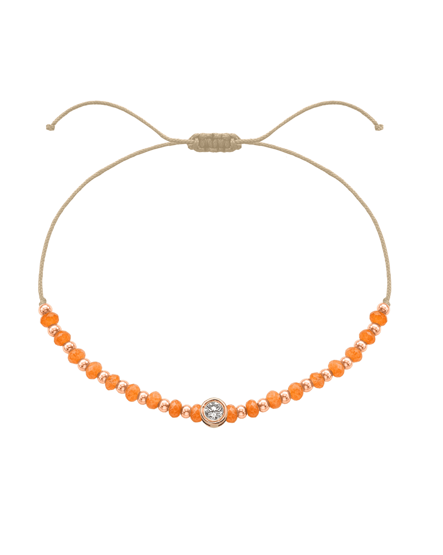 Citrine Gemstone String of Love Bracelet for Abundance - 14K Rose Gold Bracelets 14K Solid Gold Beige Large: 0.1ct