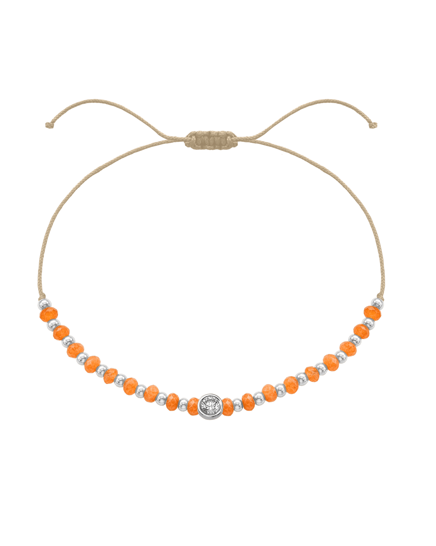 Citrine Gemstone String of Love Bracelet for Abundance - 14K White Gold Bracelets 14K Solid Gold Beige Large: 0.1ct