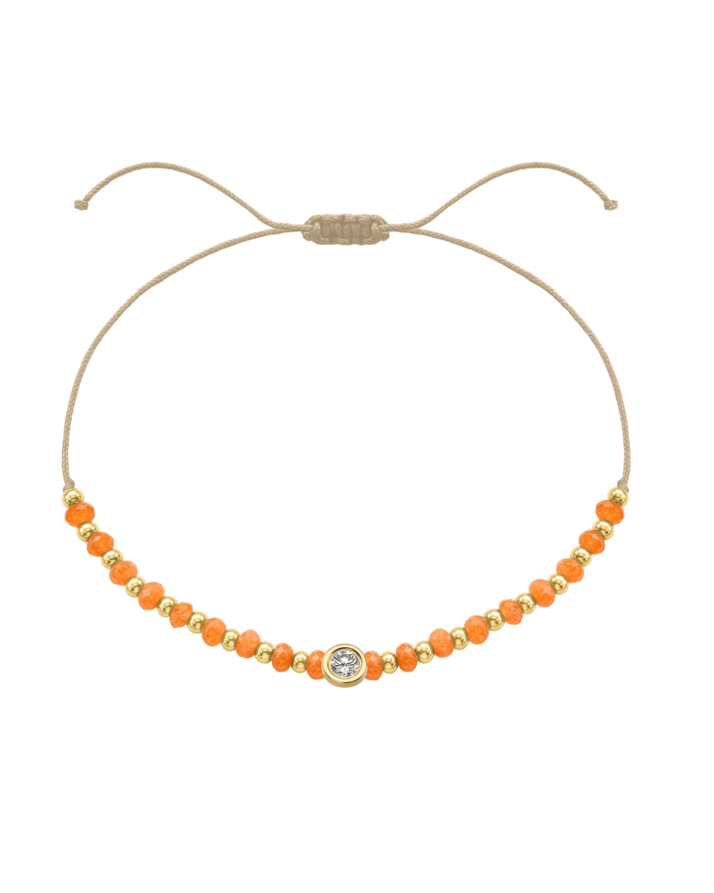 Citrine Gemstone String of Love Bracelet for Abundance - 14K Yellow Gold Bracelets 14K Solid Gold Beige Large: 0.1ct