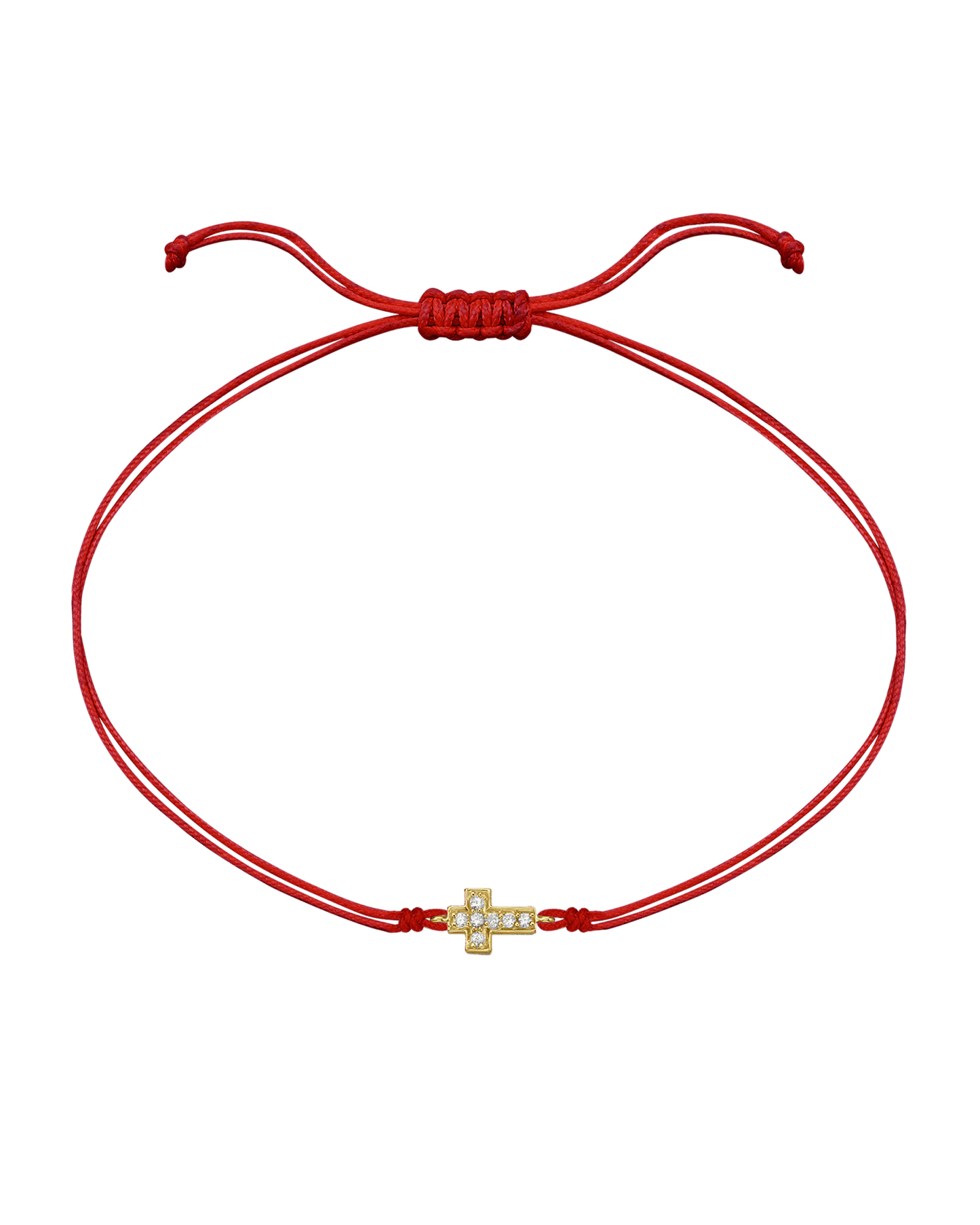 Cross Diamond String Of Love - 14K Yellow Gold Bracelets 14K Solid Gold Red