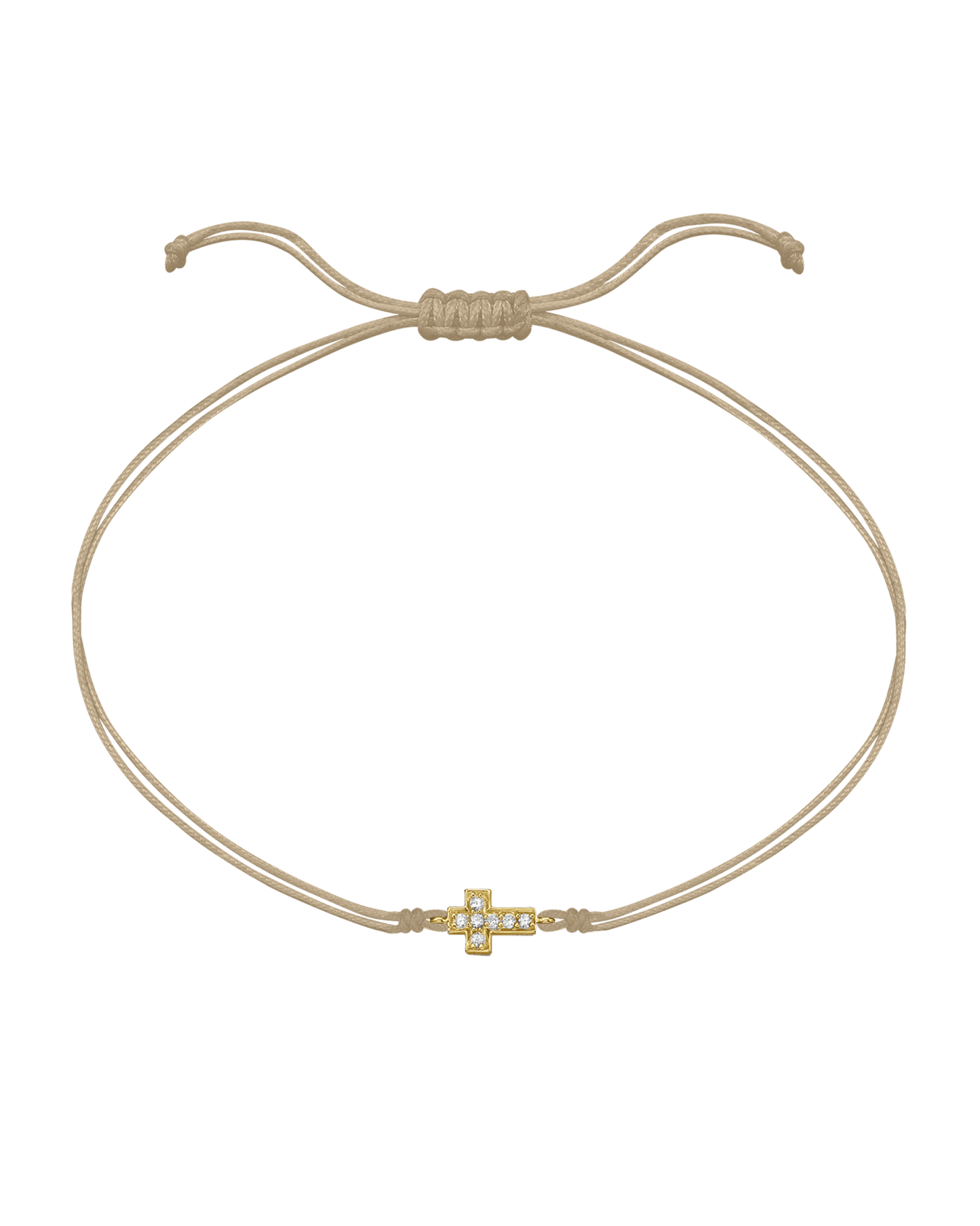 Cross Diamond String Of Love - 14K Yellow Gold Bracelets 14K Solid Gold Beige