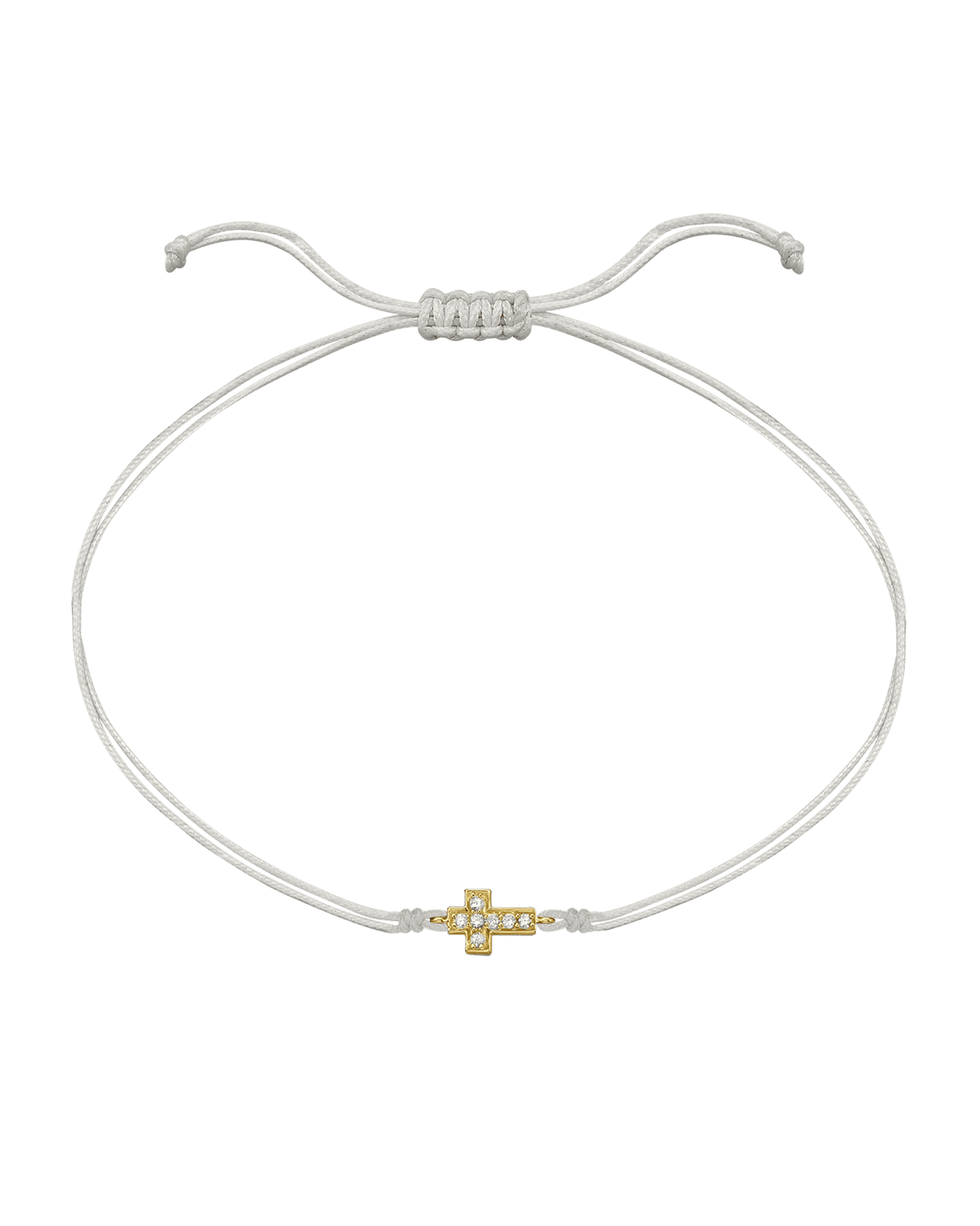 Cross Diamond String Of Love - 14K Yellow Gold Bracelets 14K Solid Gold Pearl