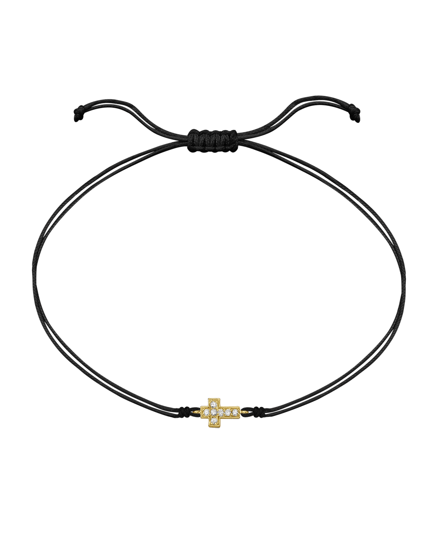 Cross Diamond String Of Love - 14K Yellow Gold Bracelets 14K Solid Gold Black