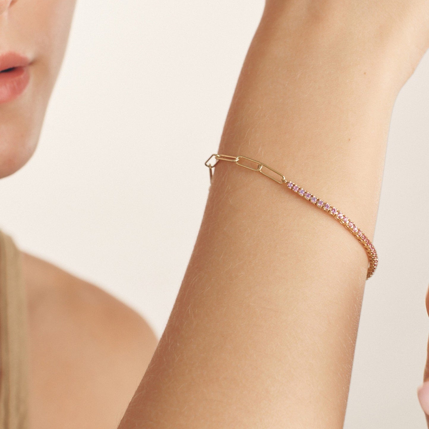 Diamond and Chain Bracelet - 14K White Gold Bracelets magal-dev