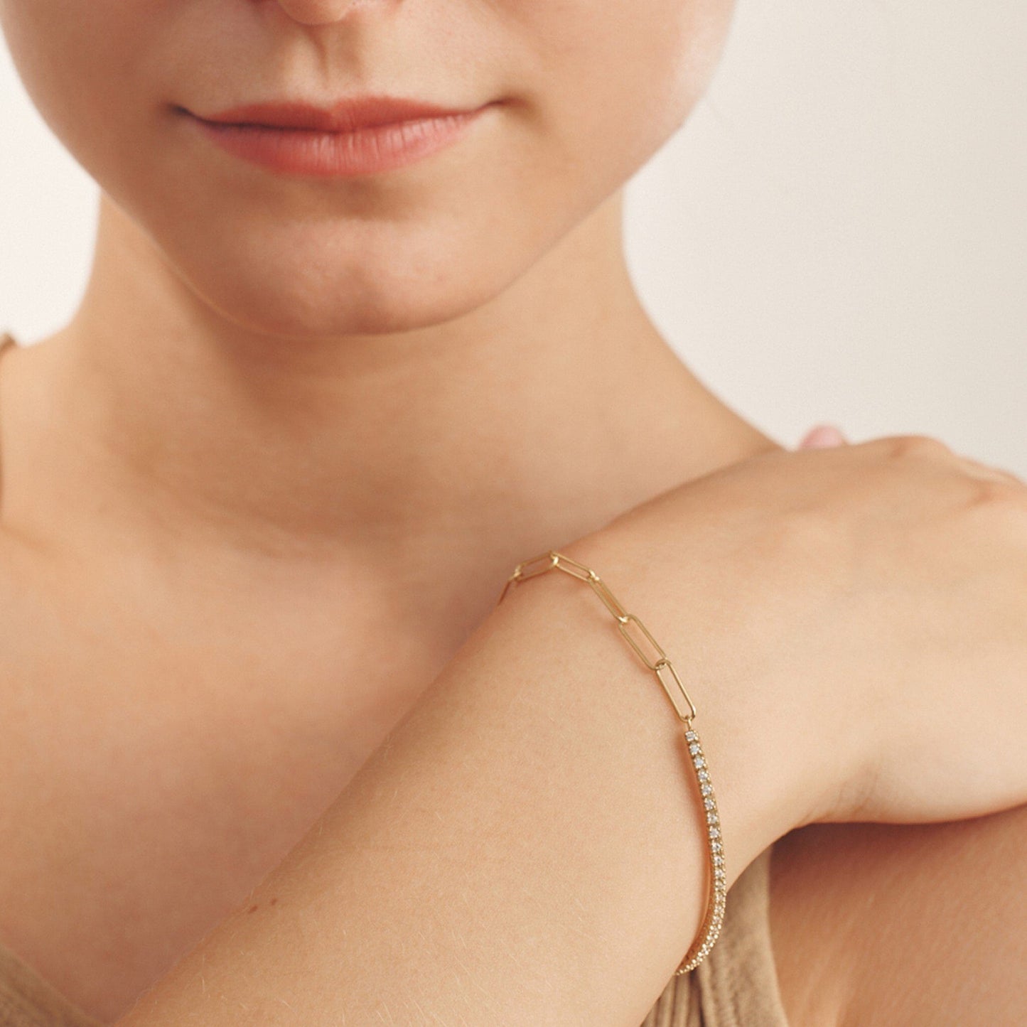 Diamond and Chain Bracelet - 14K White Gold Bracelets magal-dev