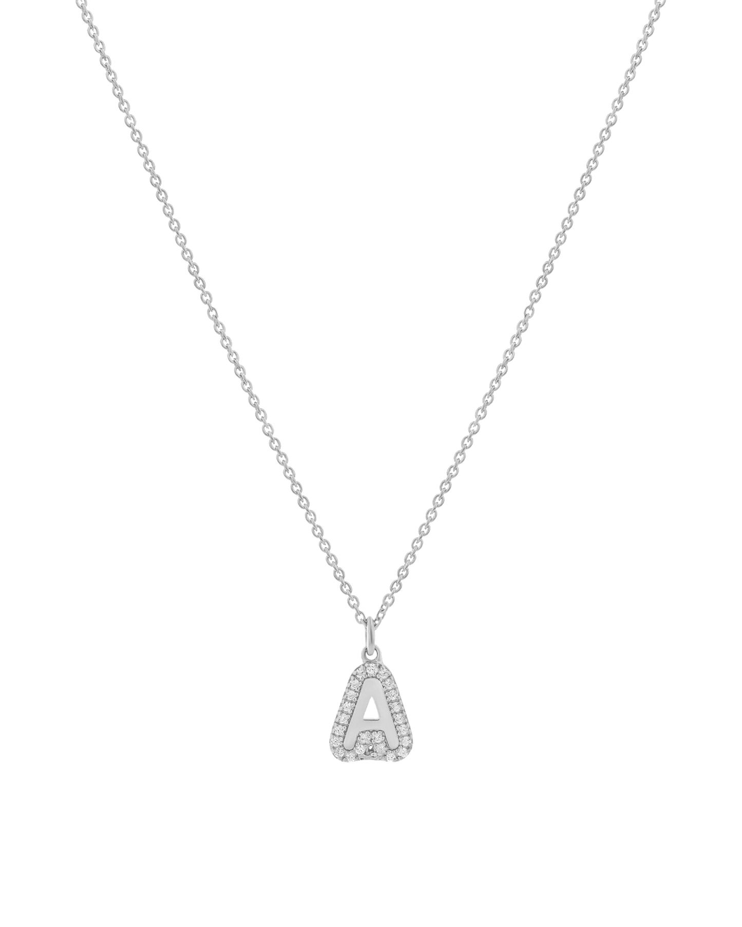 Diamond Bubble Initial Necklace - 14K Yellow Gold Necklaces 14K Solid Gold