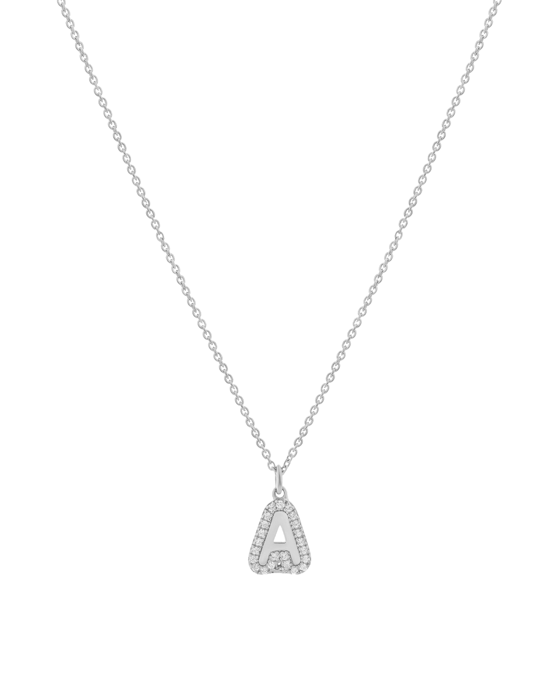 Diamond Bubble Initial Necklace - 14K Yellow Gold Necklaces 14K Solid Gold
