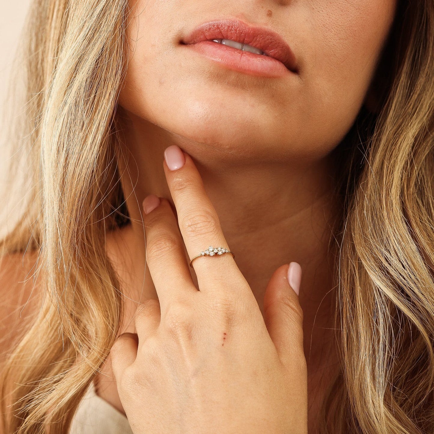 Diamond Cluster Bouquet Ring - 14K Rose Gold Rings 14K Solid Gold