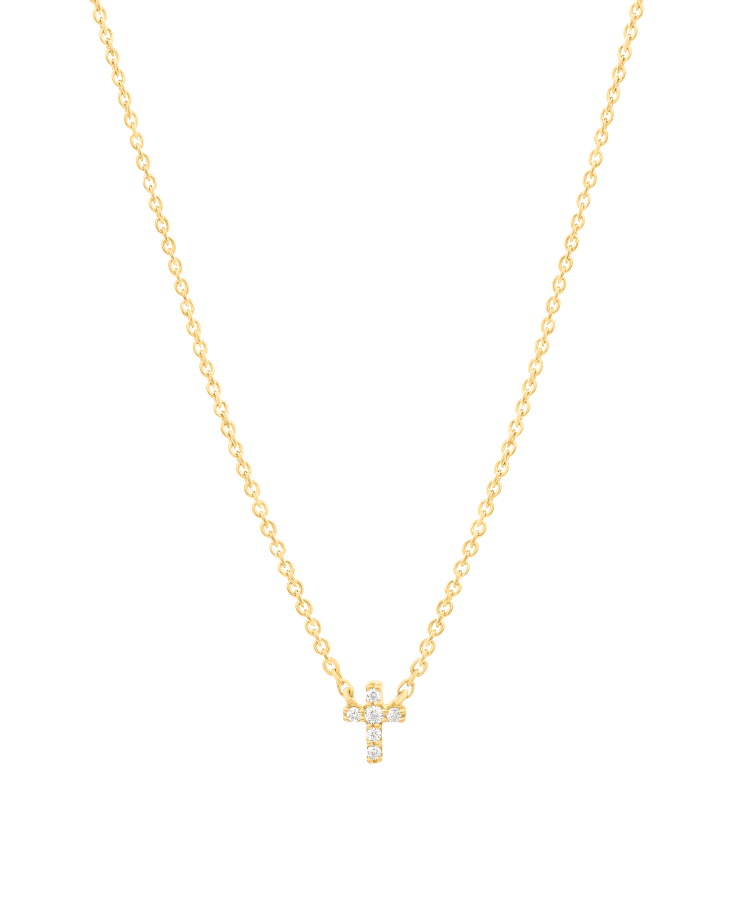 Diamond Cross Necklace - 14K Yellow Gold Necklaces magal-dev