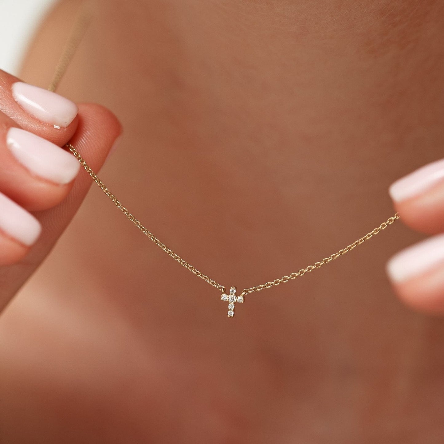 Diamond Cross Necklace - 14K Yellow Gold Necklaces magal-dev