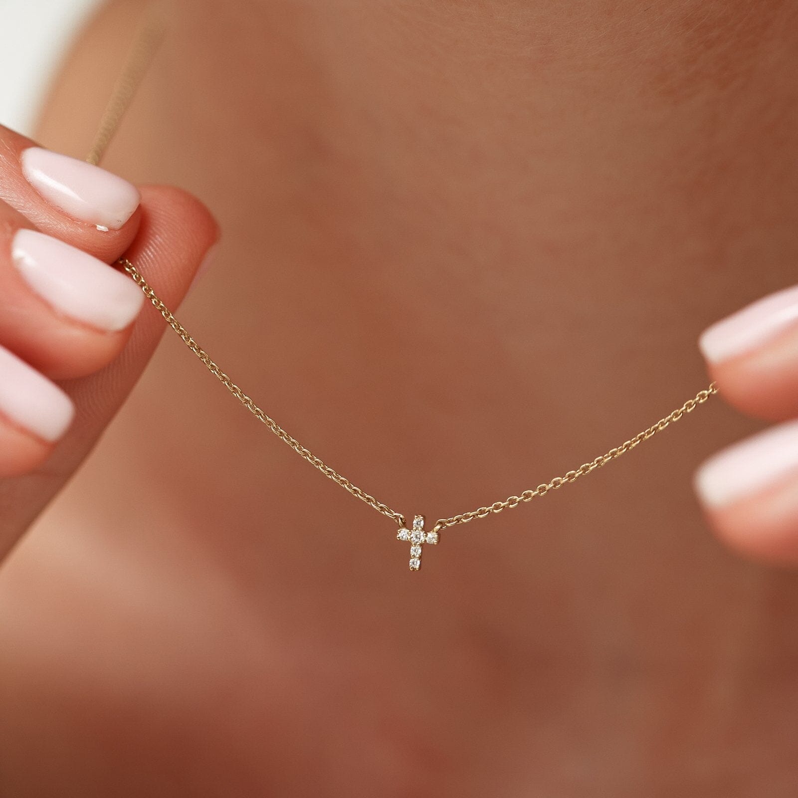 Diamond Cross Necklace - 14K Yellow Gold Necklaces magal-dev
