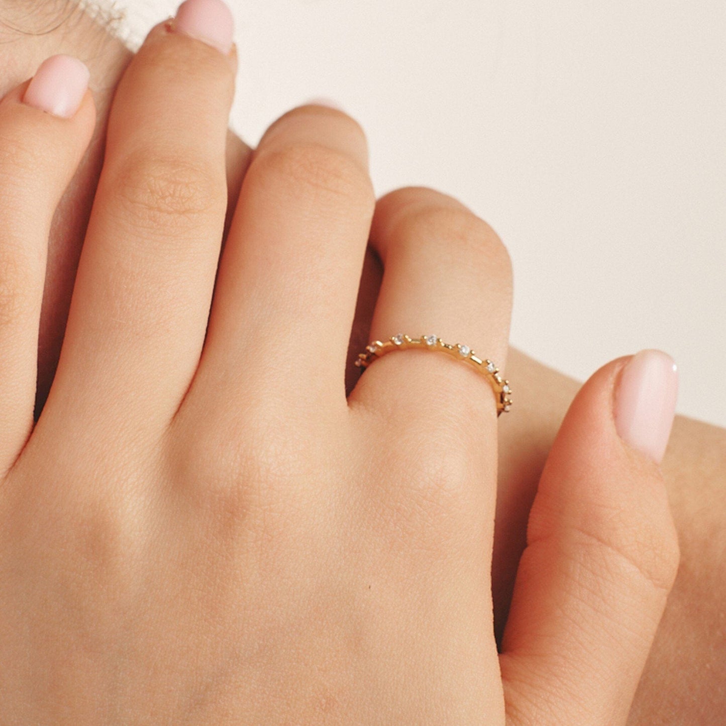 Diamond Dot Ring - 14K Yellow Gold Rings 14K Solid Gold