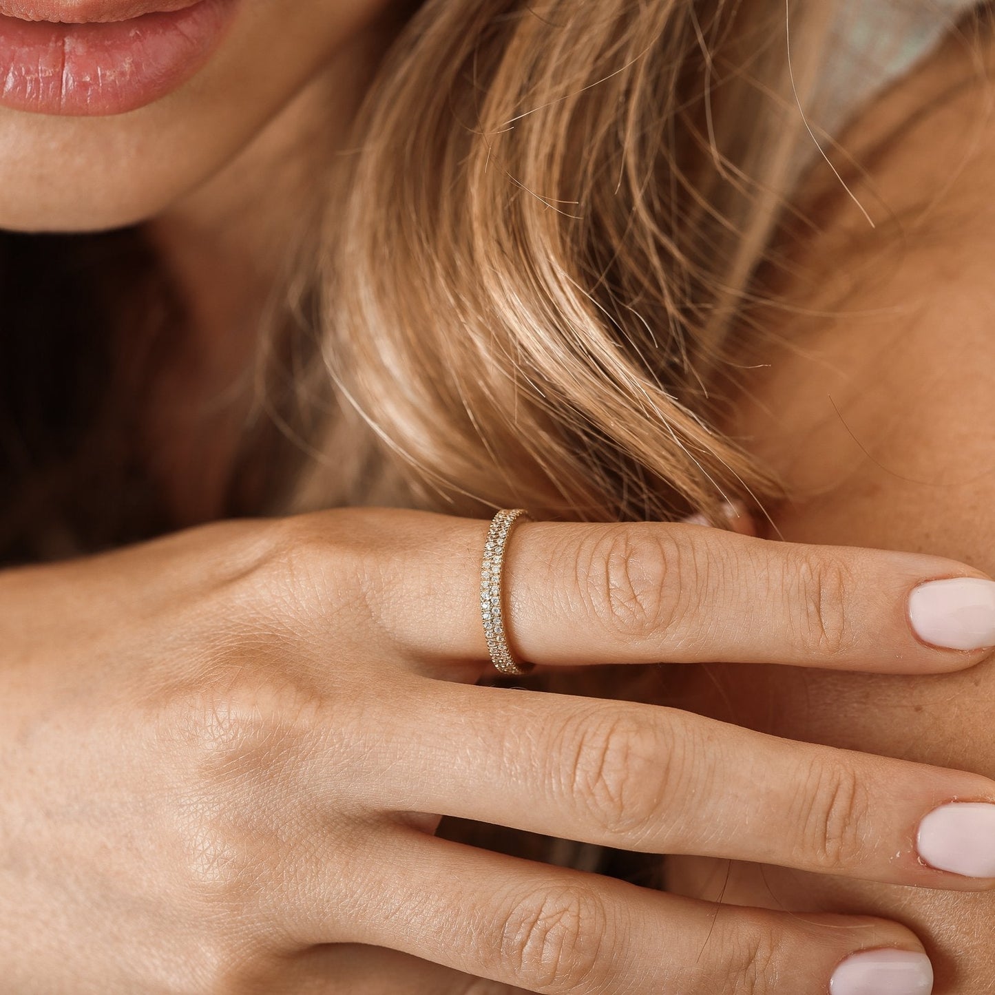 Diamond Eternity Band - 14K Yellow Gold Rings 14K Solid Gold