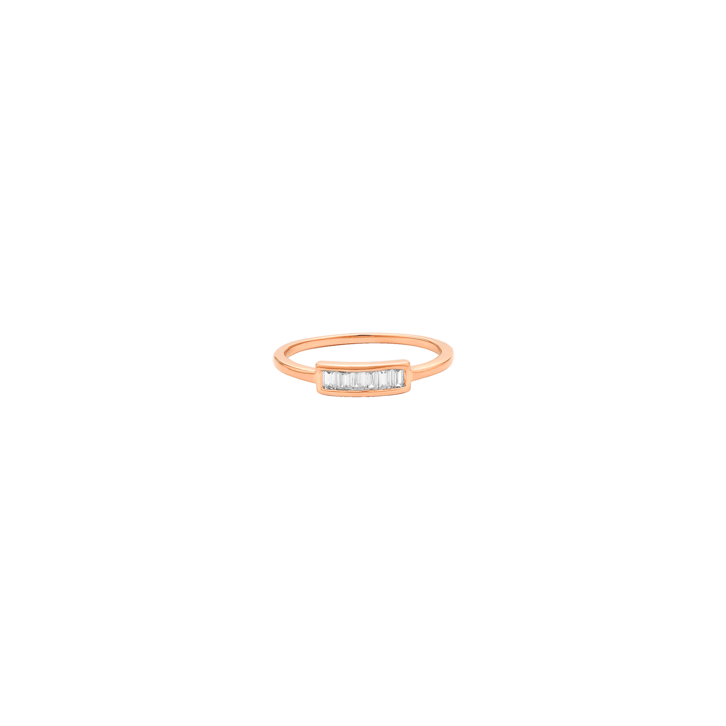 Diamond Frame Baguette Ring - 14K Rose Gold Rings 14K Solid Gold US 4