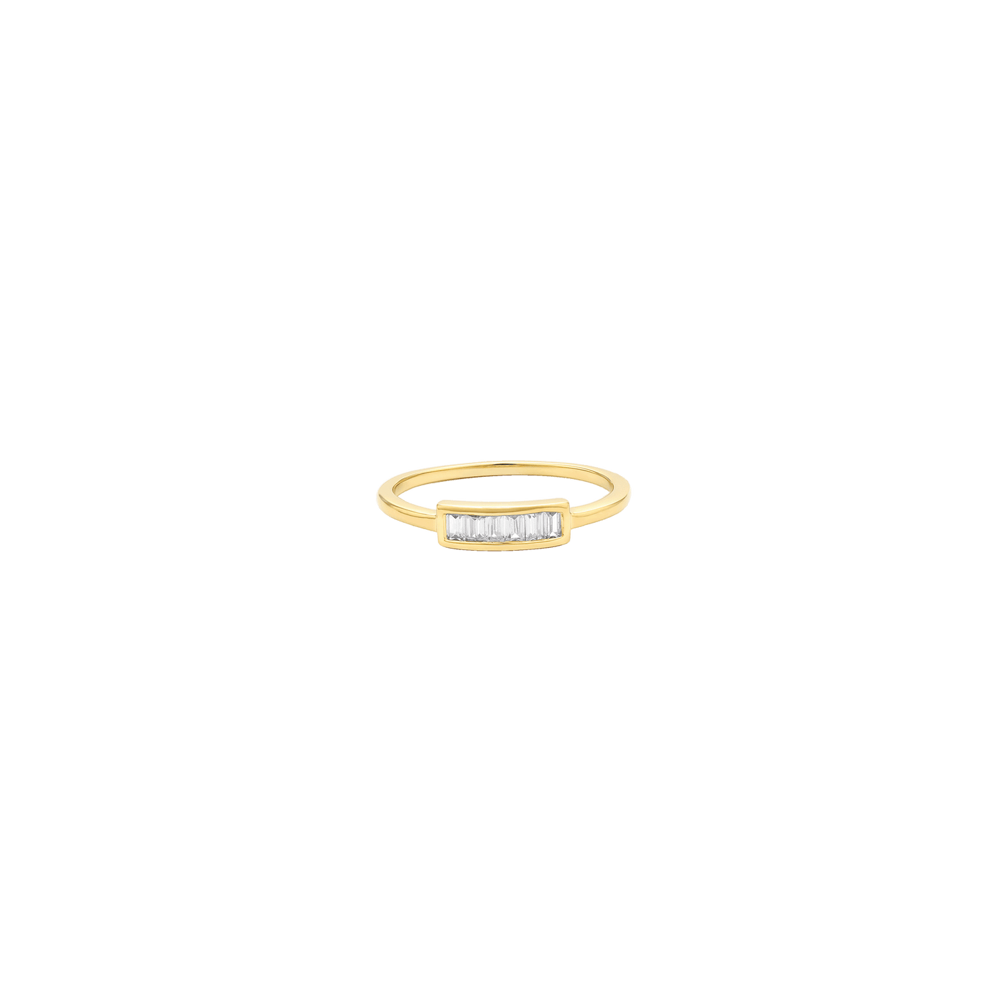 Diamond Frame Baguette Ring - 14K Yellow Gold Rings 14K Solid Gold US 4