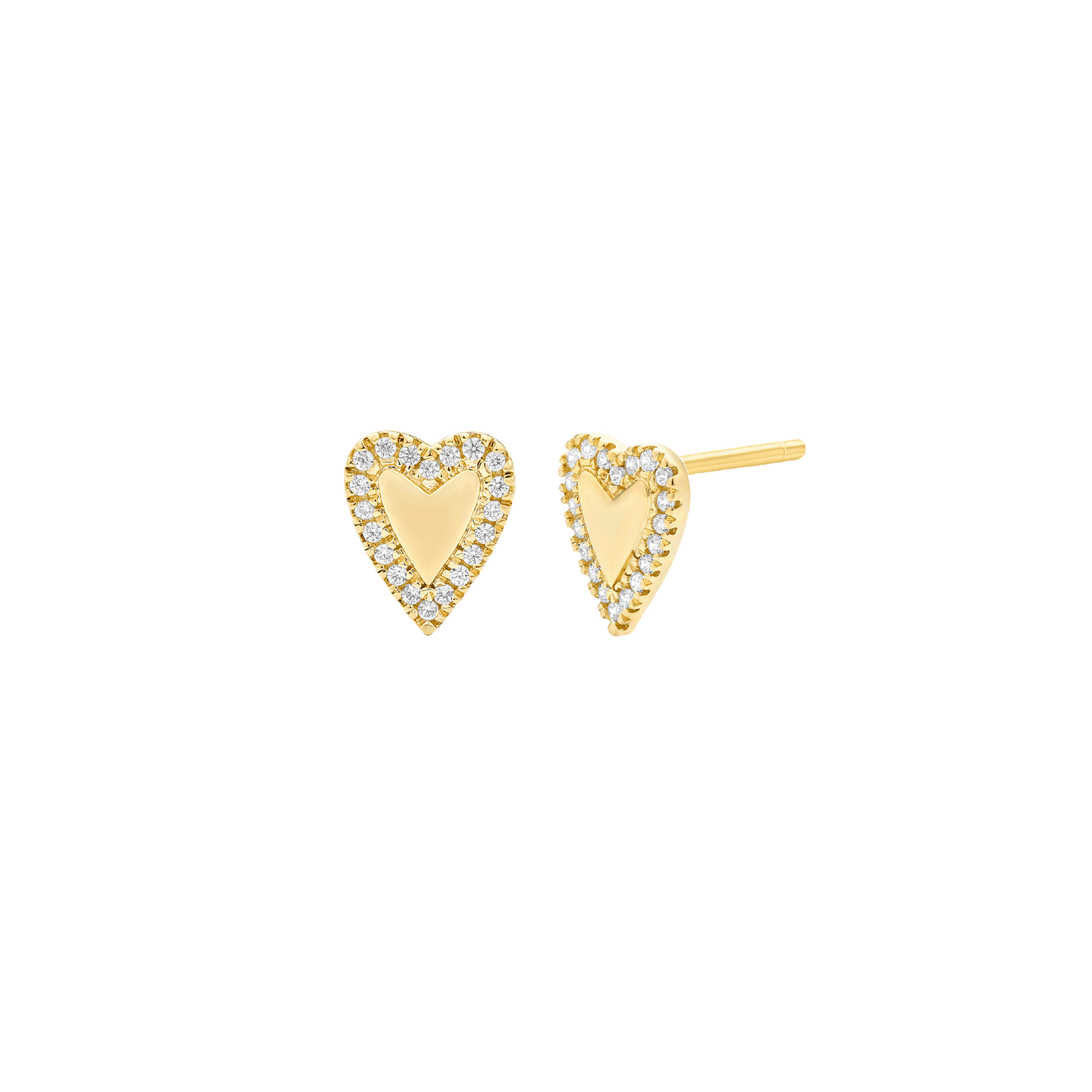 Diamond Heart Earrings - 14K Rose Gold Earrings 14K Solid Gold