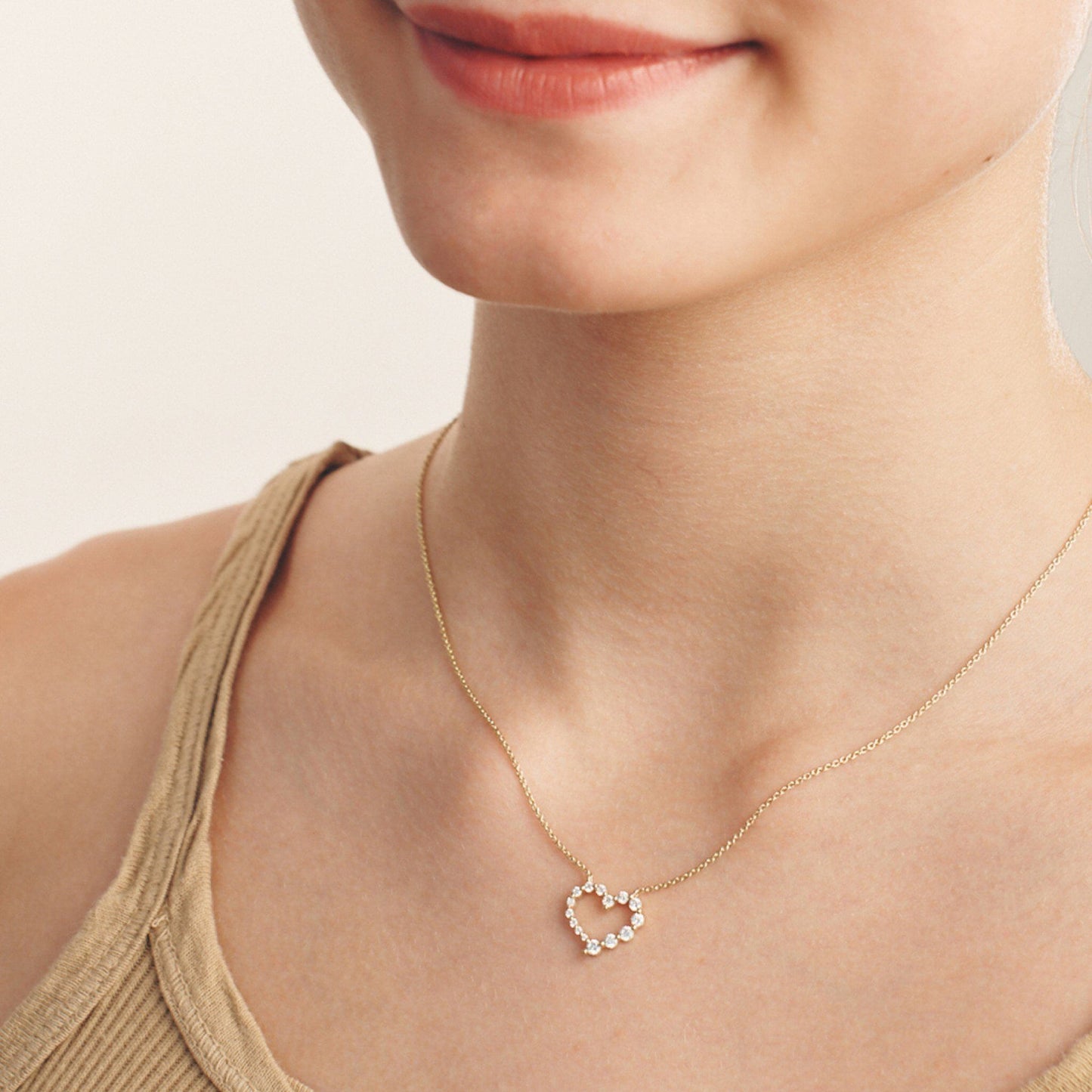 Diamond Heart Pendant - 14K Yellow Gold Necklaces magal-dev