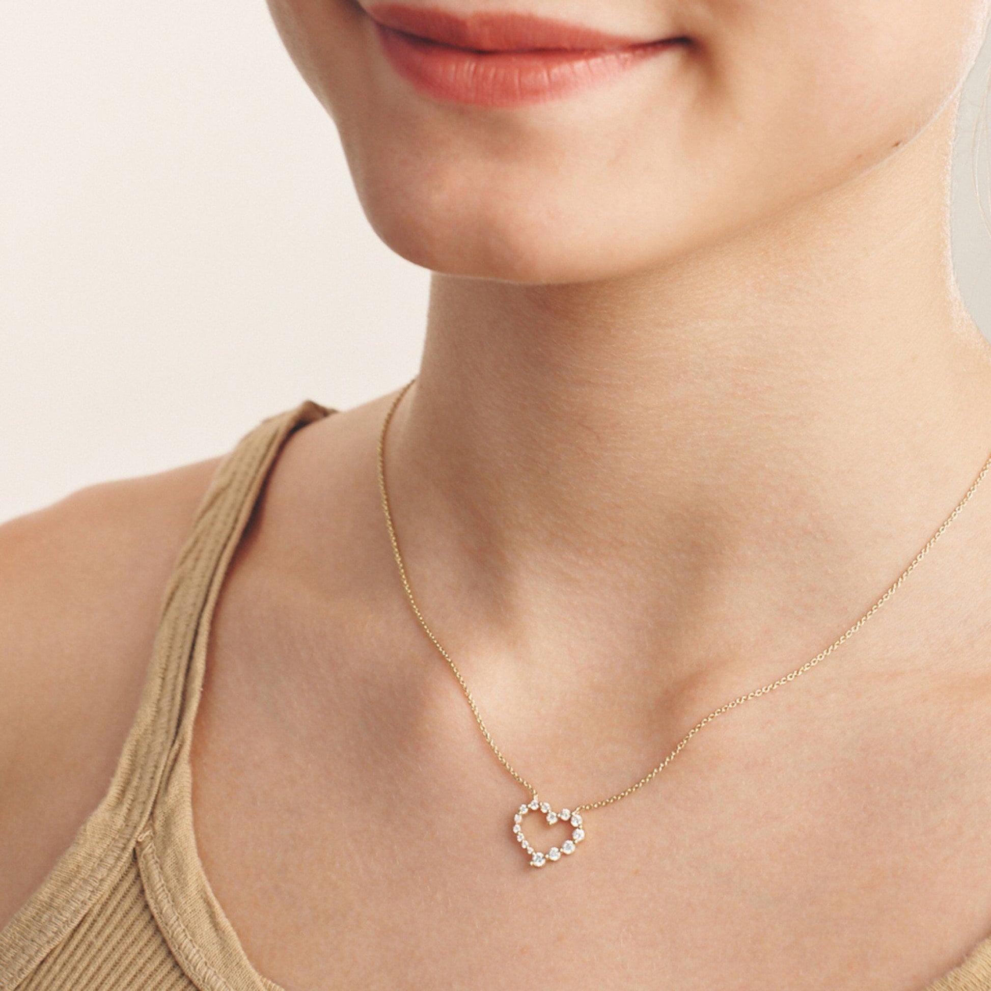 Diamond Heart Pendant - 14K Yellow Gold Necklaces magal-dev
