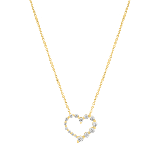 Diamond Heart Pendant - 14K Yellow Gold Necklaces magal-dev