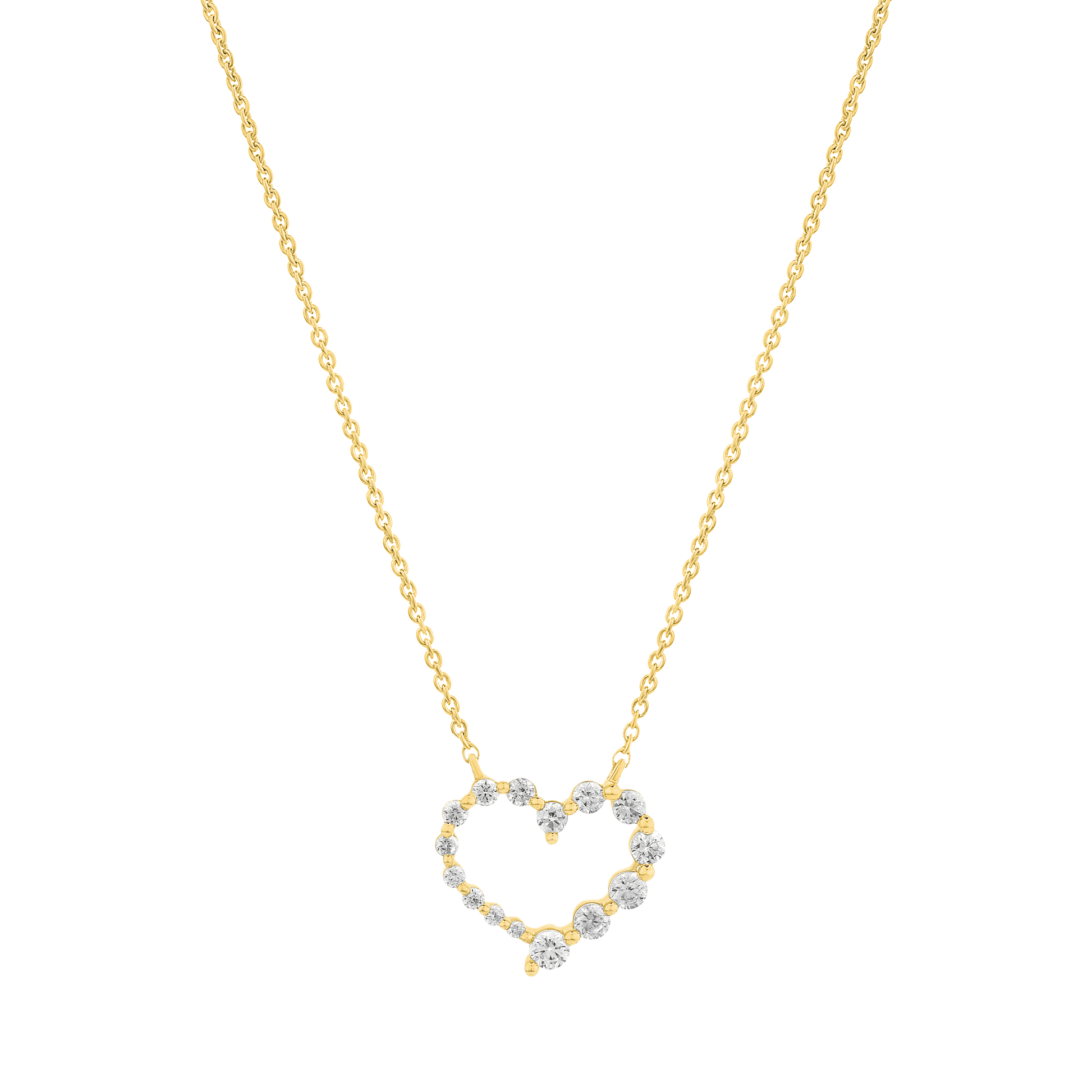 Diamond Heart Pendant - 14K Yellow Gold Necklaces magal-dev