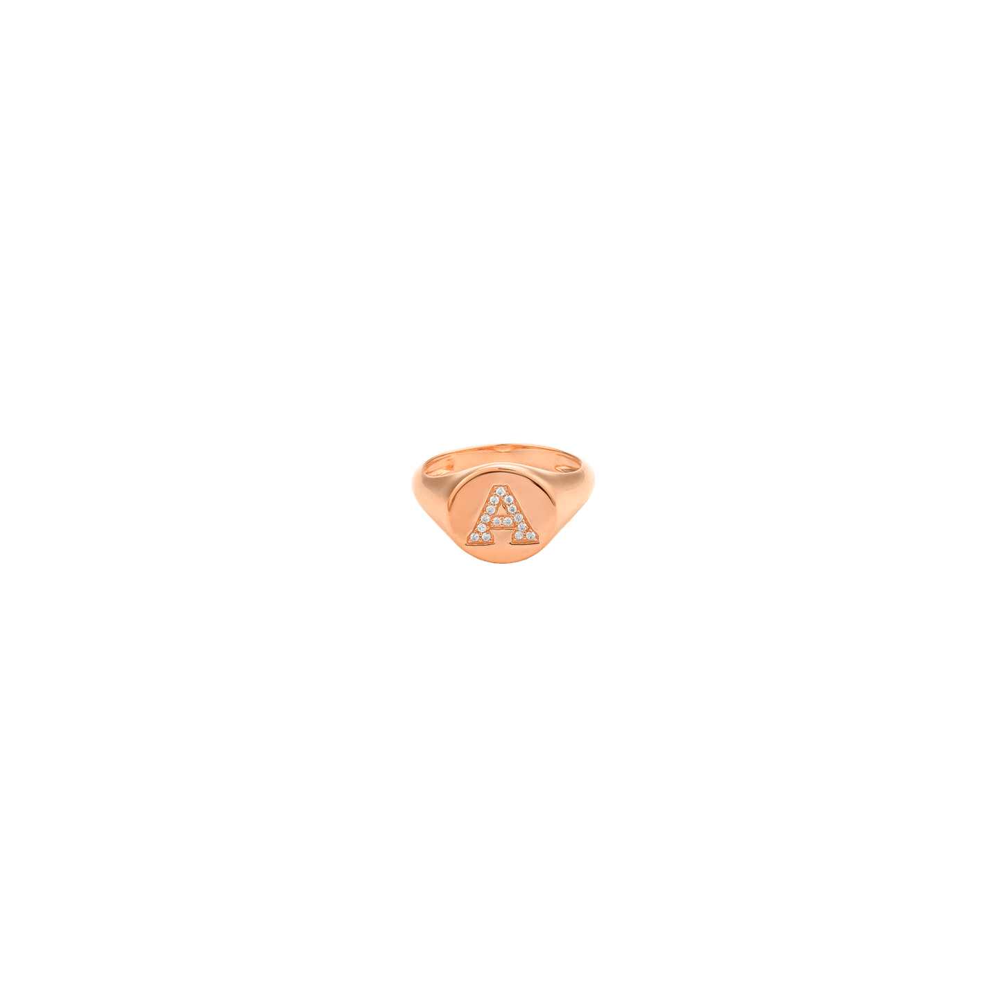 Diamond Initial Signet Ring - 14K Rose Gold Rings magal-dev US 4