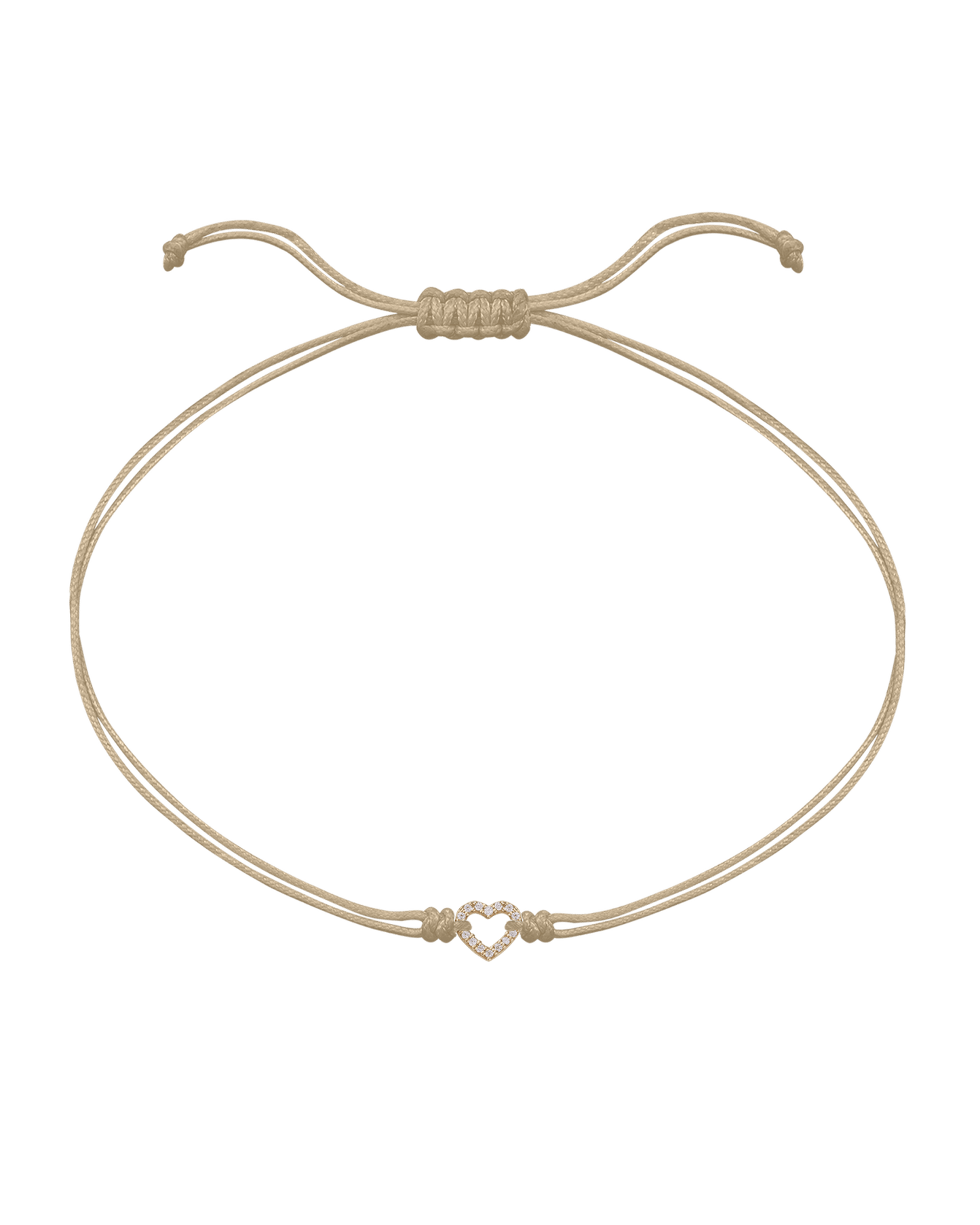 Diamond Outline Heart String of Love Bracelet - 14K Yellow Gold Bracelets magal-dev Beige
