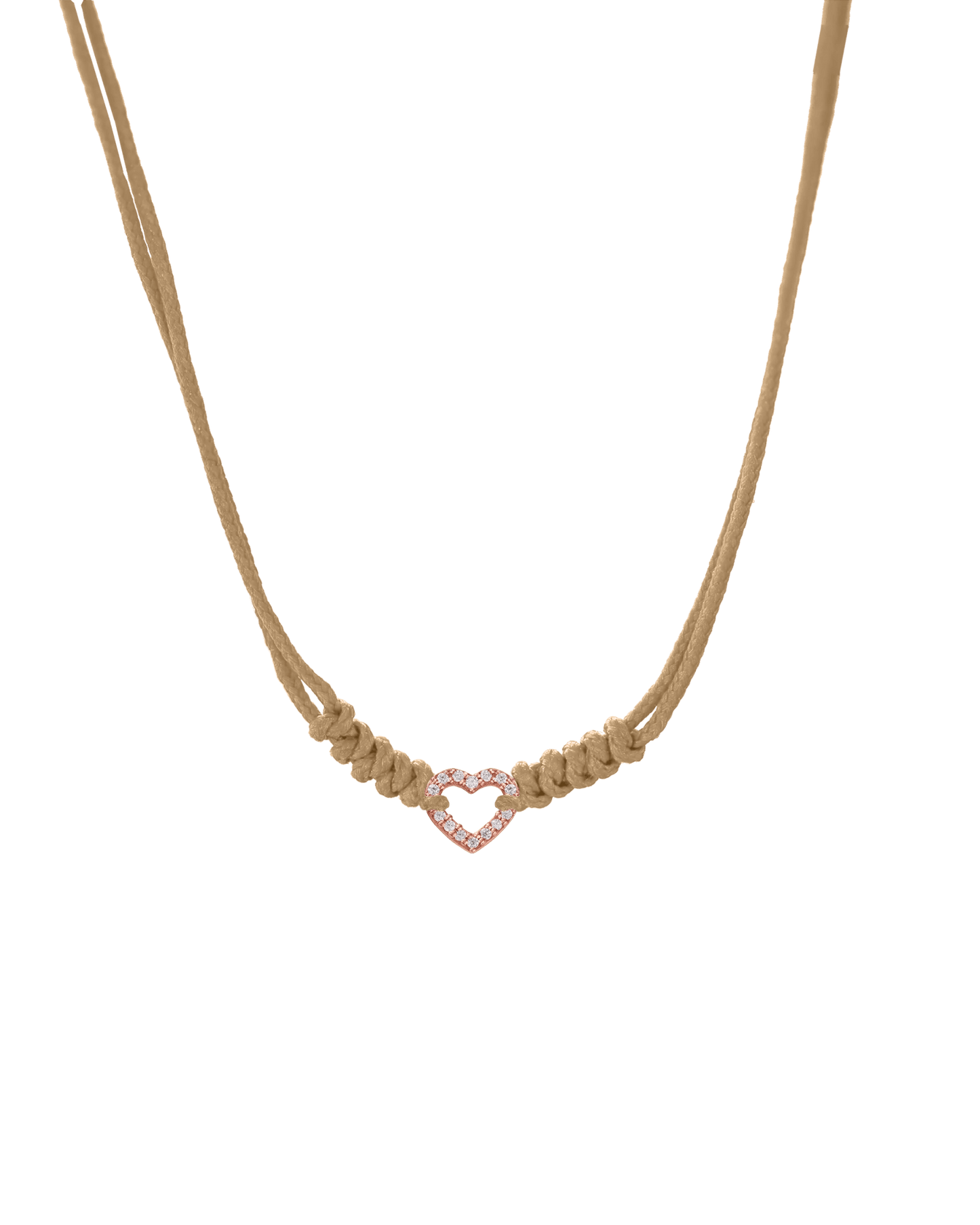 Diamond Outline Heart String of Love Necklace - 14K Rose Gold Necklaces 14K Solid Gold Camel