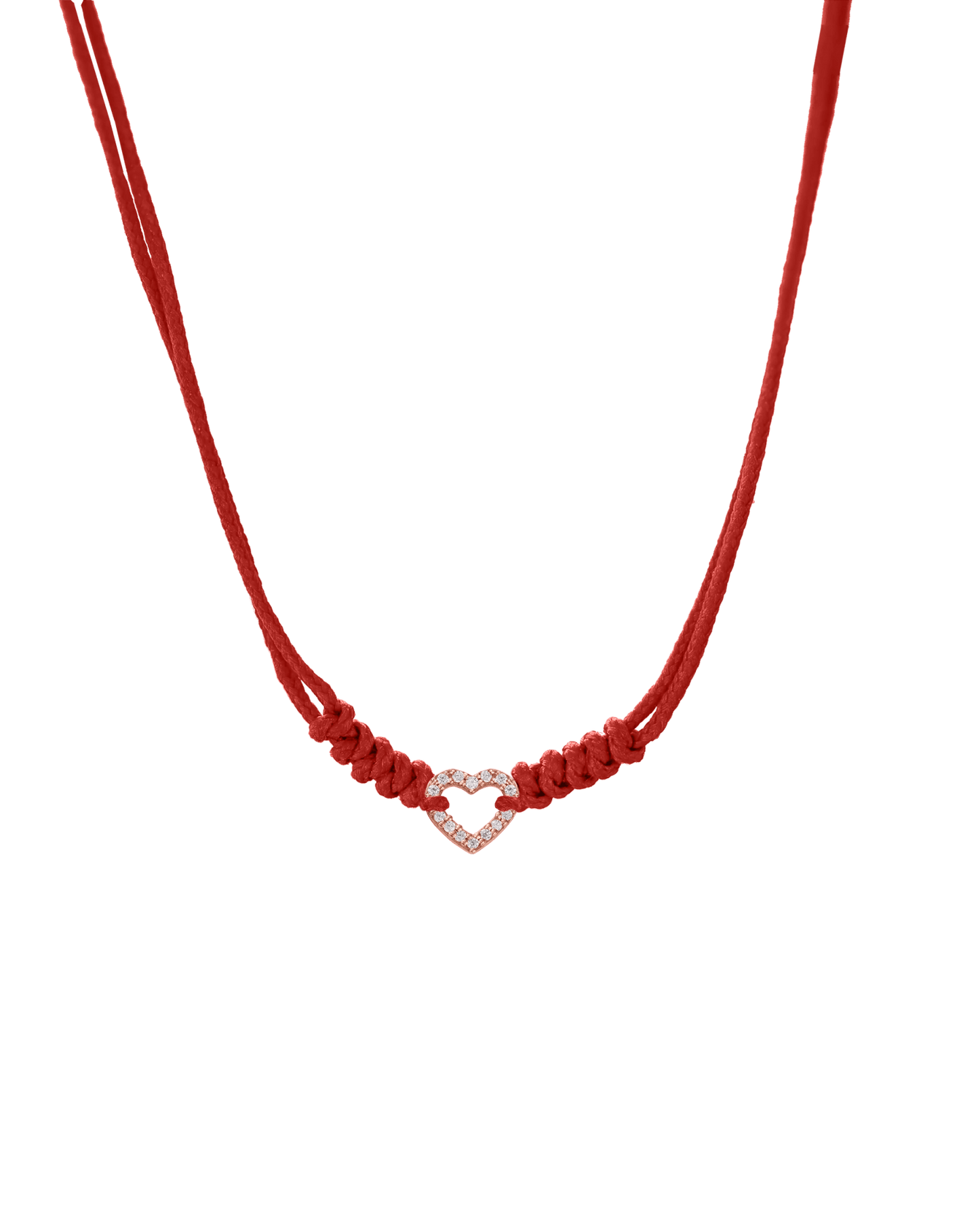Diamond Outline Heart String of Love Necklace - 14K Rose Gold Necklaces 14K Solid Gold Red