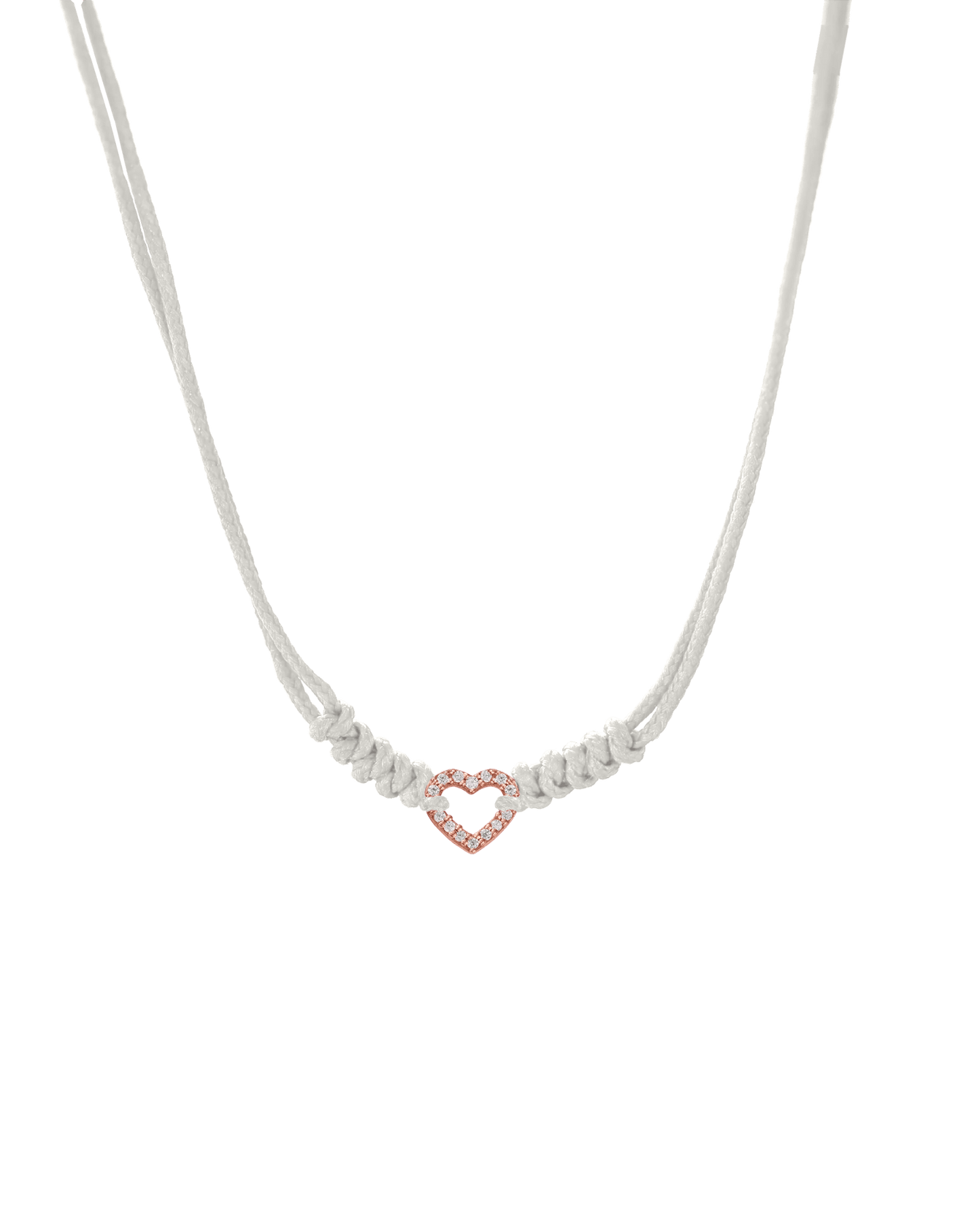 Diamond Outline Heart String of Love Necklace - 14K Rose Gold Necklaces 14K Solid Gold Pearl