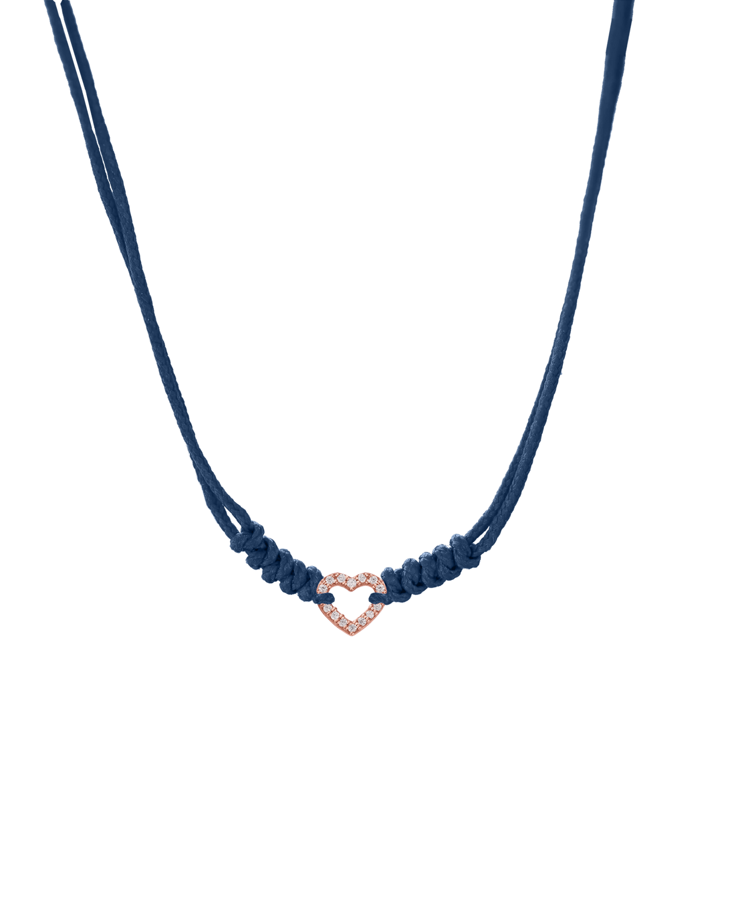 Diamond Outline Heart String of Love Necklace - 14K Rose Gold Necklaces 14K Solid Gold Indigo