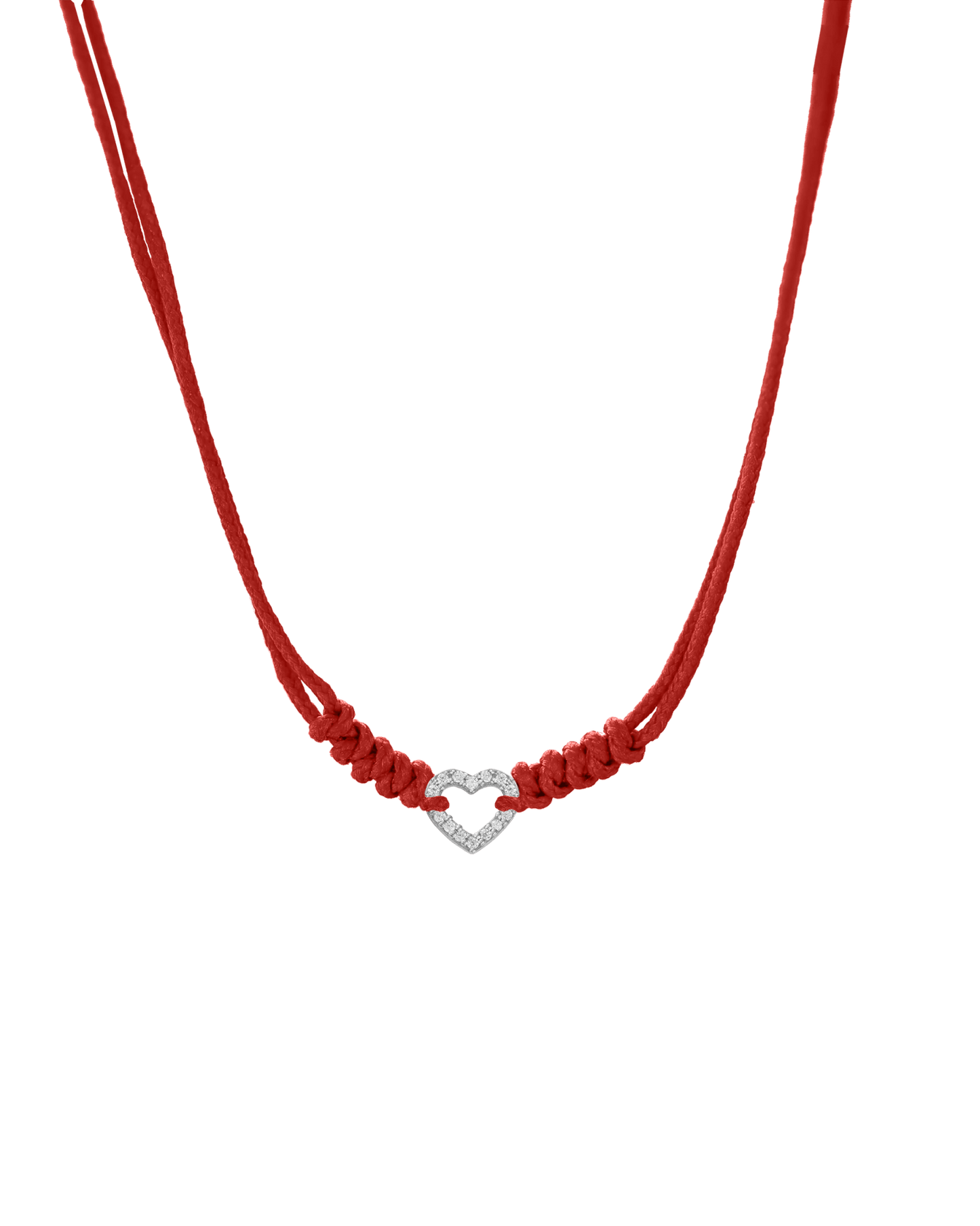 Diamond Outline Heart String of Love Necklace - 14K White Gold Necklaces 14K Solid Gold Red
