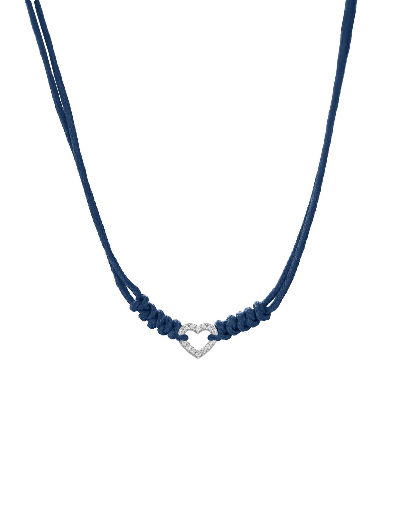 Diamond Outline Heart String of Love Necklace - 14K White Gold Necklaces 14K Solid Gold Indigo