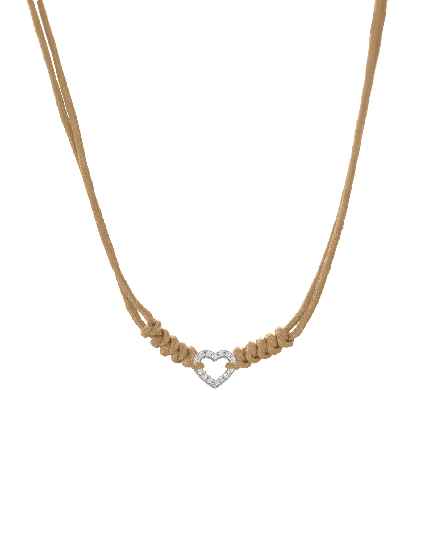 Diamond Outline Heart String of Love Necklace - 14K White Gold Necklaces 14K Solid Gold Camel