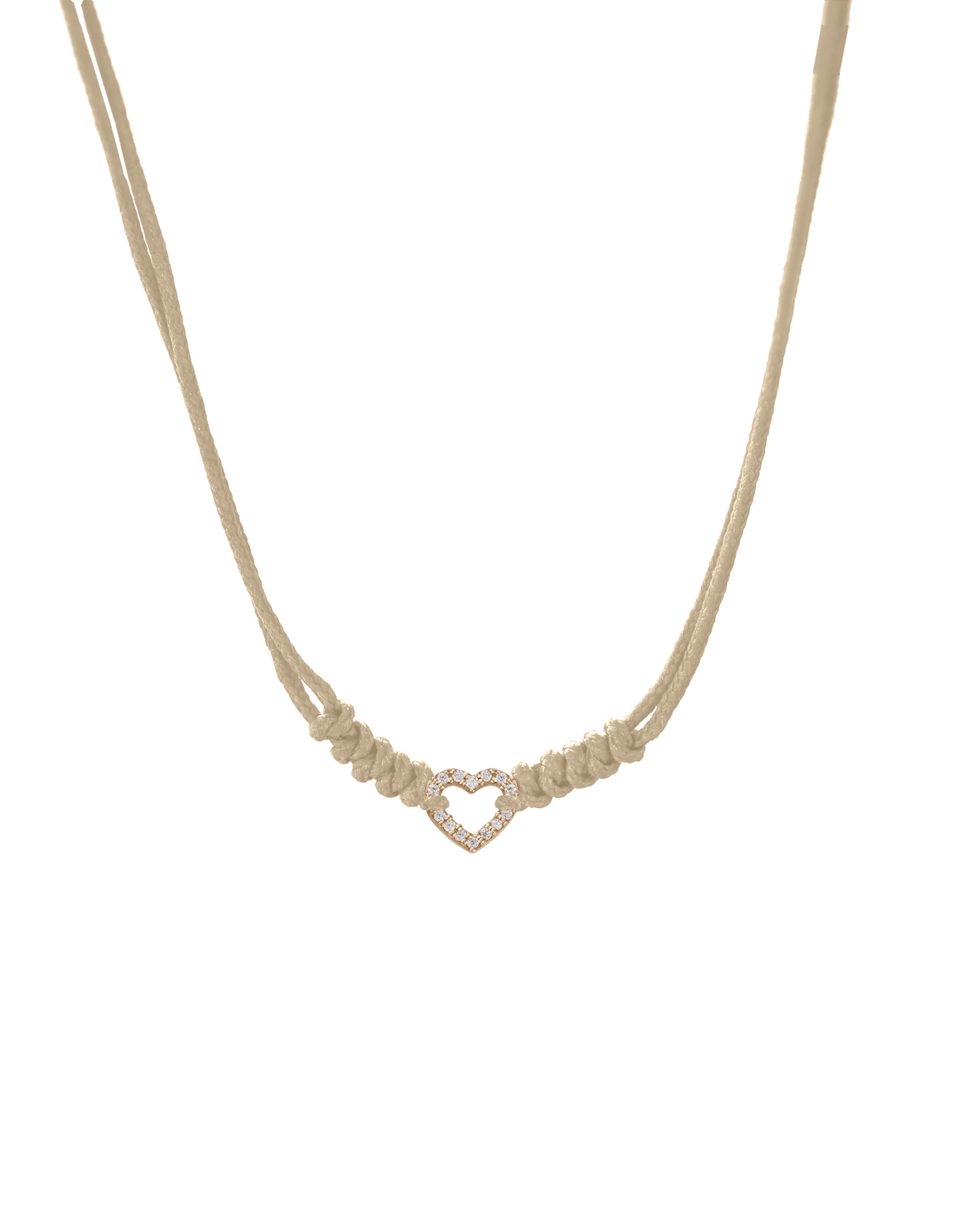 Diamond Outline Heart String of Love Necklace - 14K Yellow Gold Necklaces 14K Solid Gold Beige