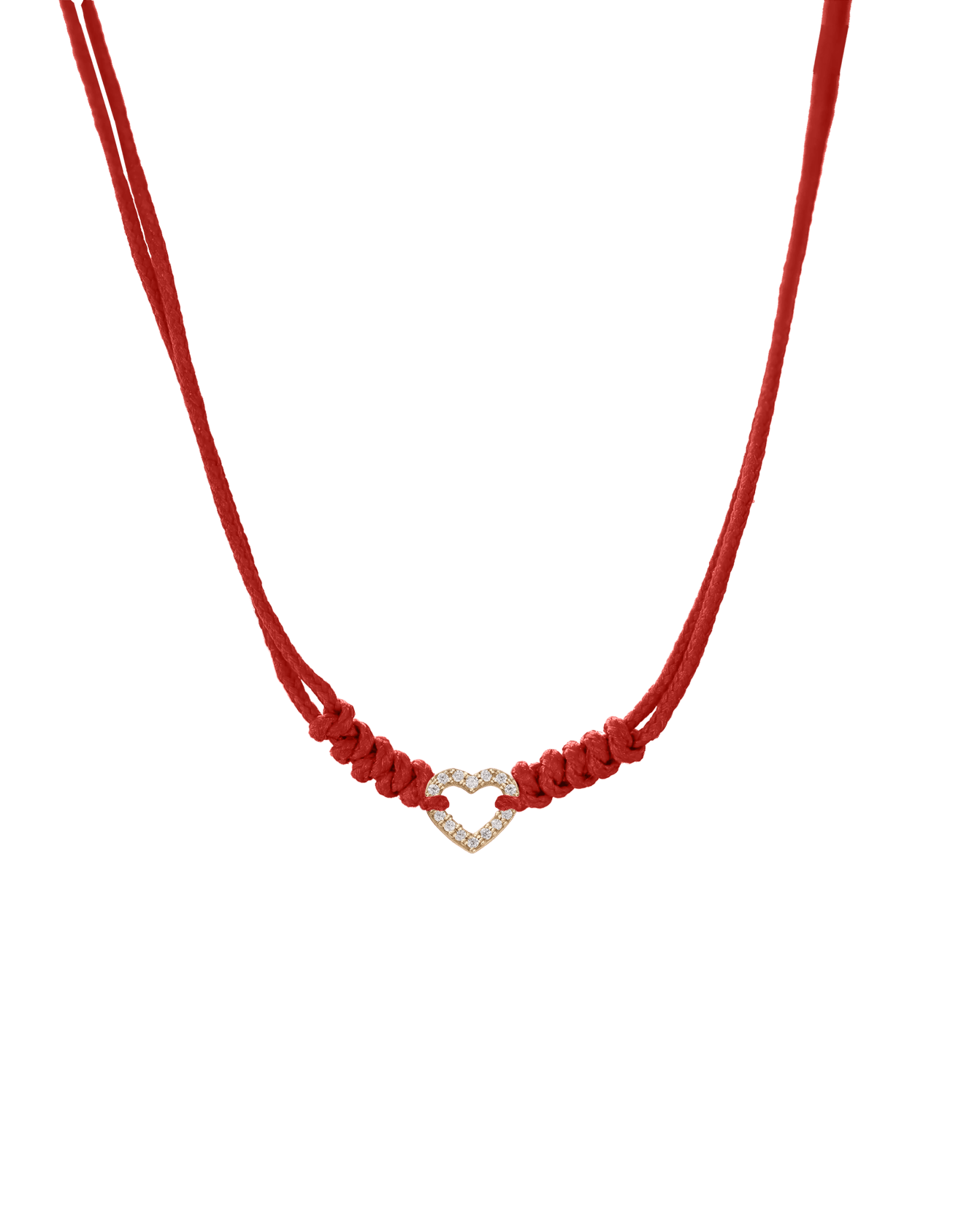 Diamond Outline Heart String of Love Necklace - 14K Yellow Gold Necklaces 14K Solid Gold Red