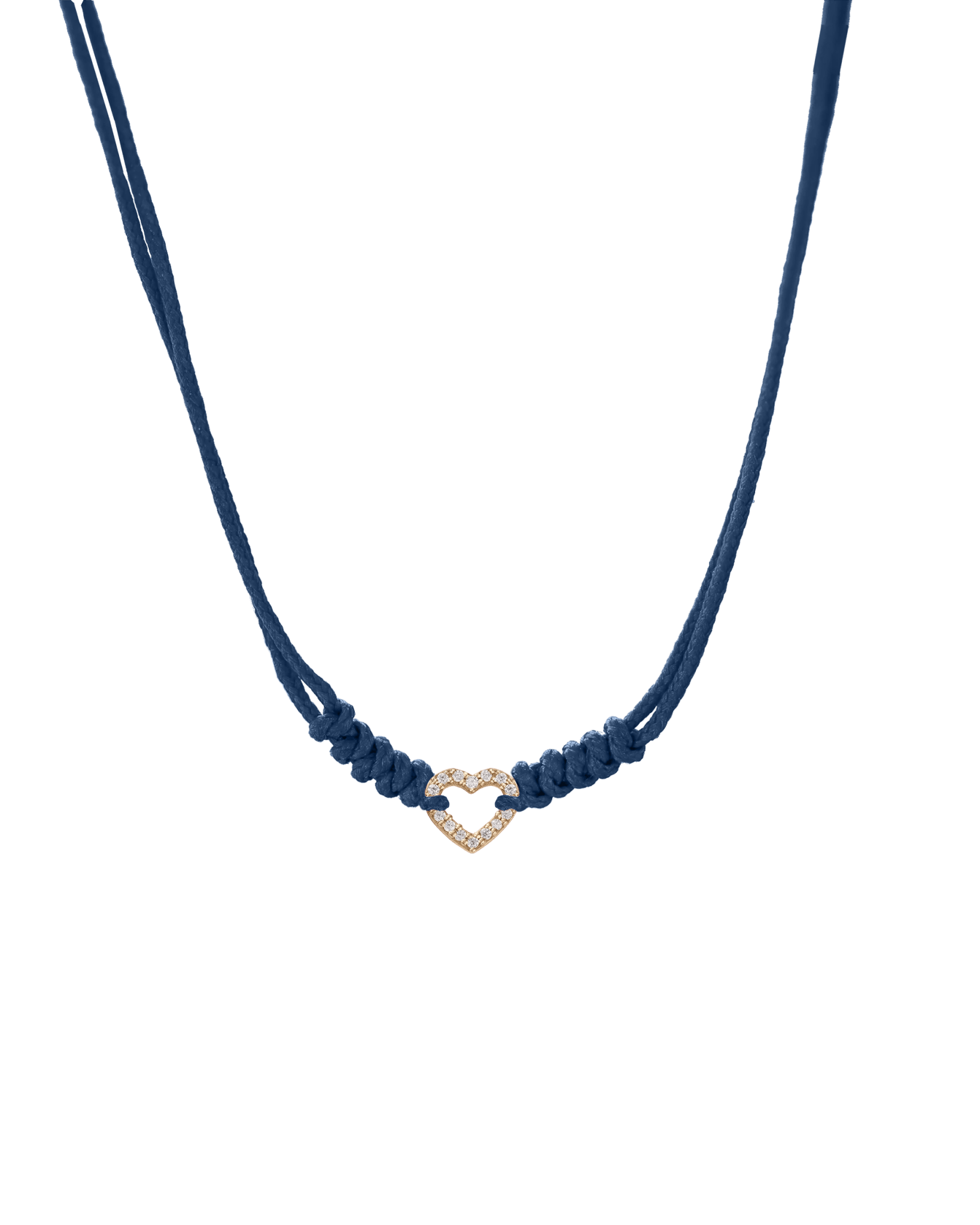Diamond Outline Heart String of Love Necklace - 14K Yellow Gold Necklaces 14K Solid Gold Indigo