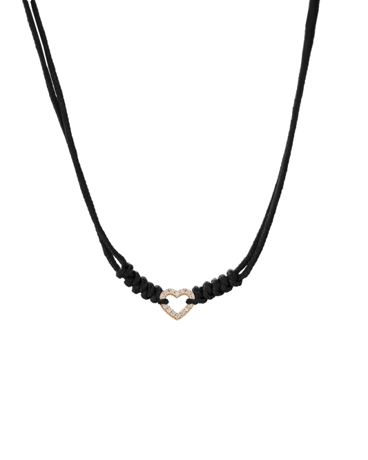 Diamond Outline Heart String of Love Necklace - 14K Yellow Gold Necklaces 14K Solid Gold Black